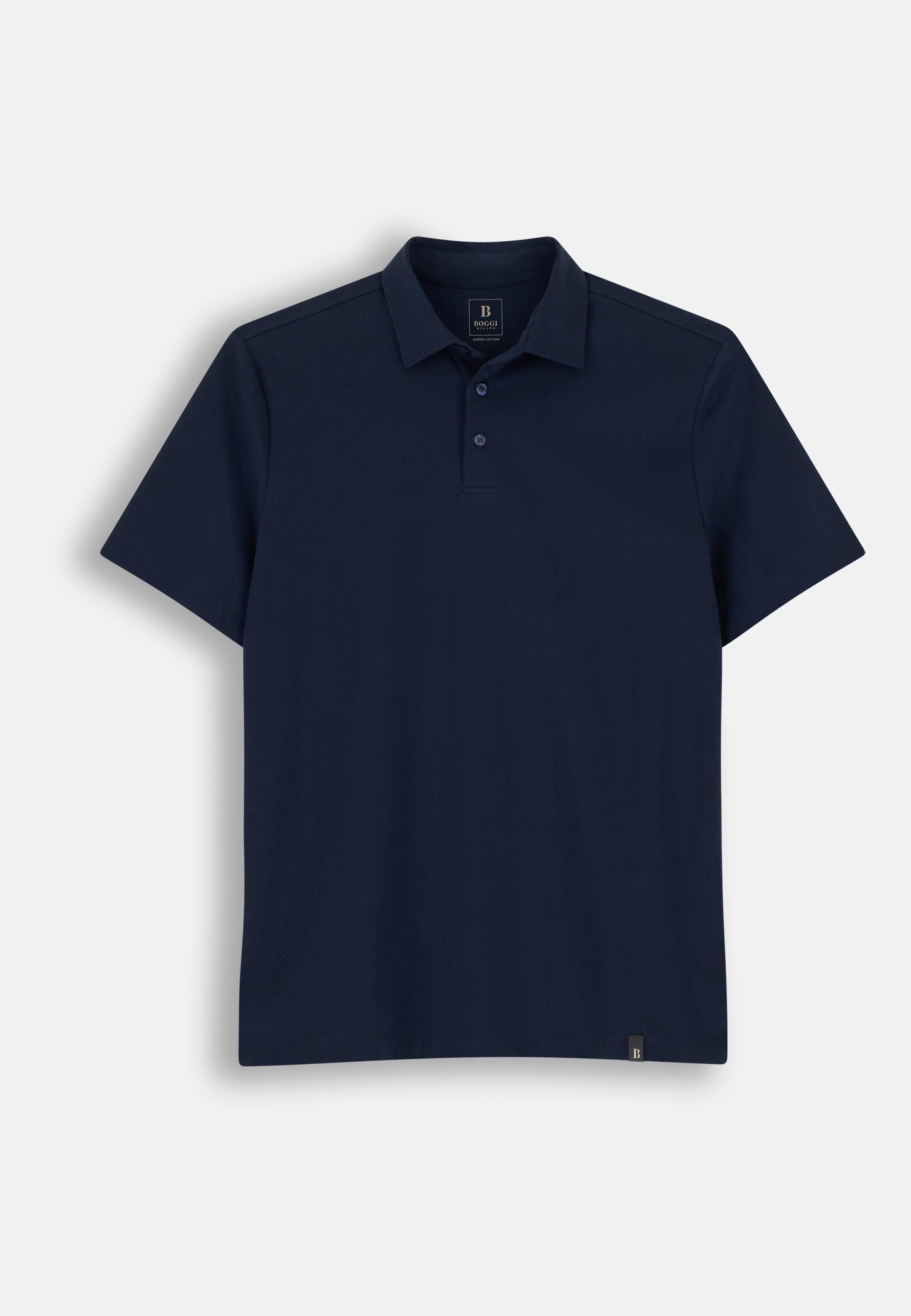 بولو من جيرسيه قطن سوبيما المطاطي أزرق كحلي, Navy blue, large image number 3