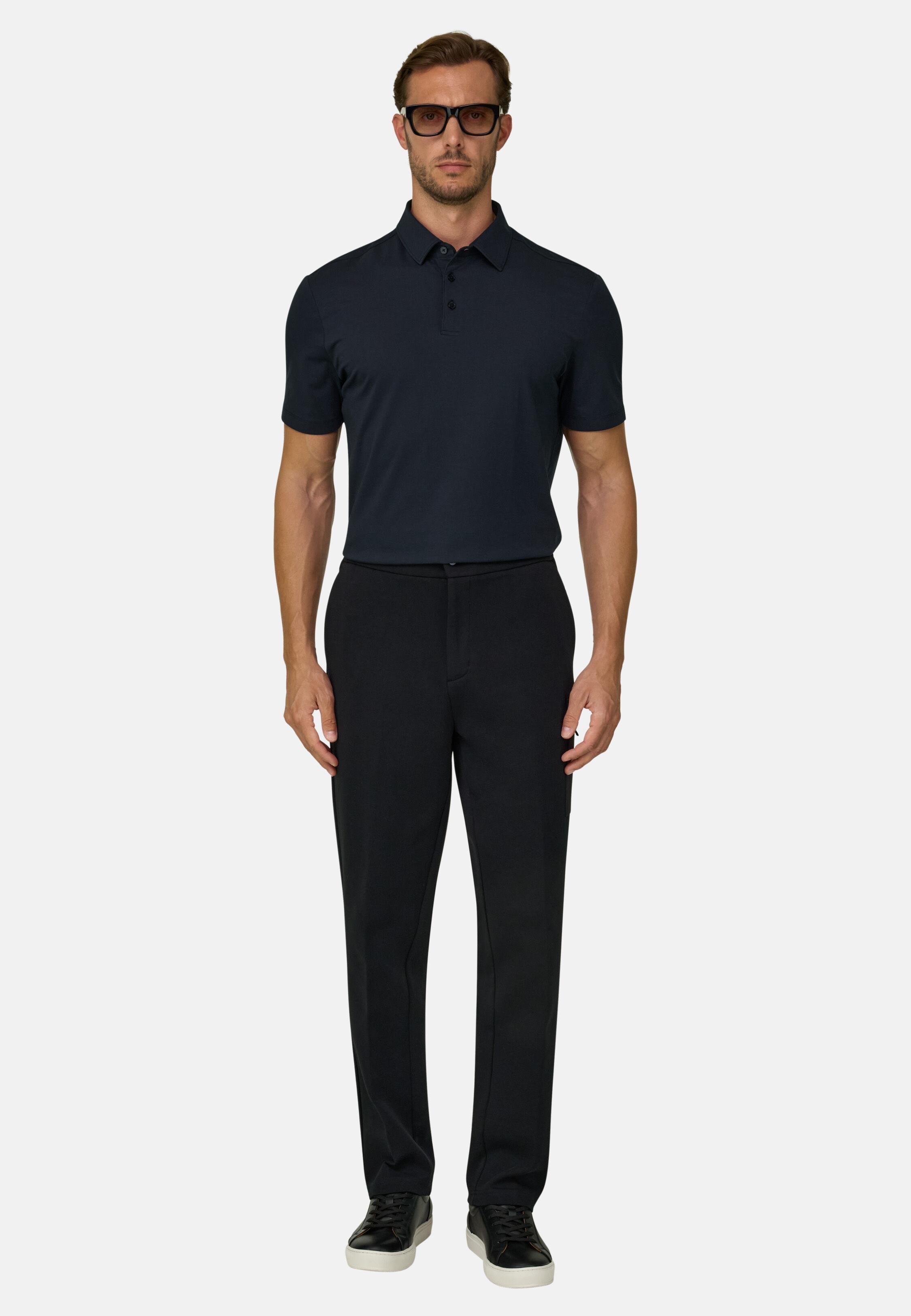 بولو من جيرسيه قطن سوبيما المطاطي أسود, Black, medium