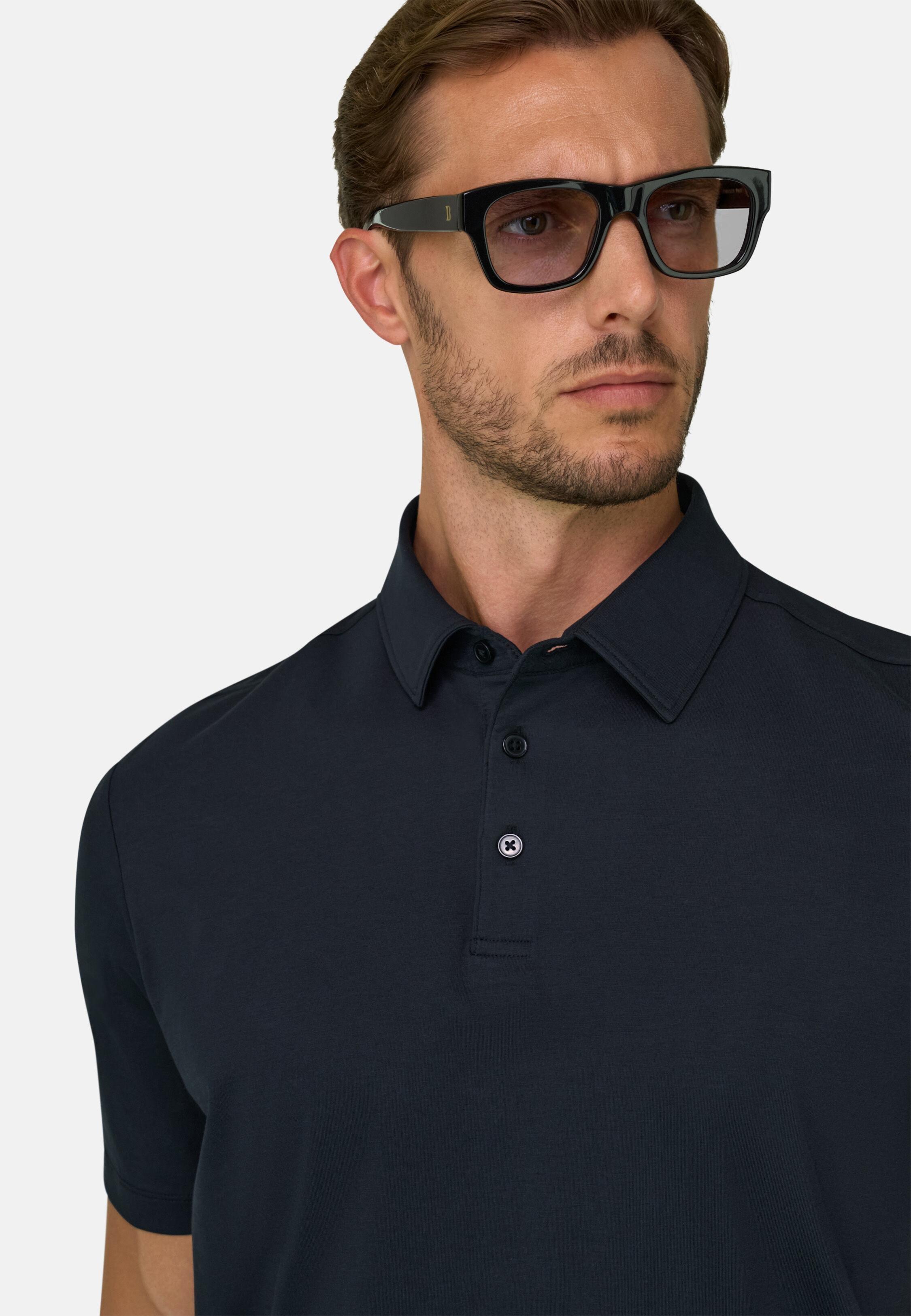 بولو من جيرسيه قطن سوبيما المطاطي أسود, Black, medium