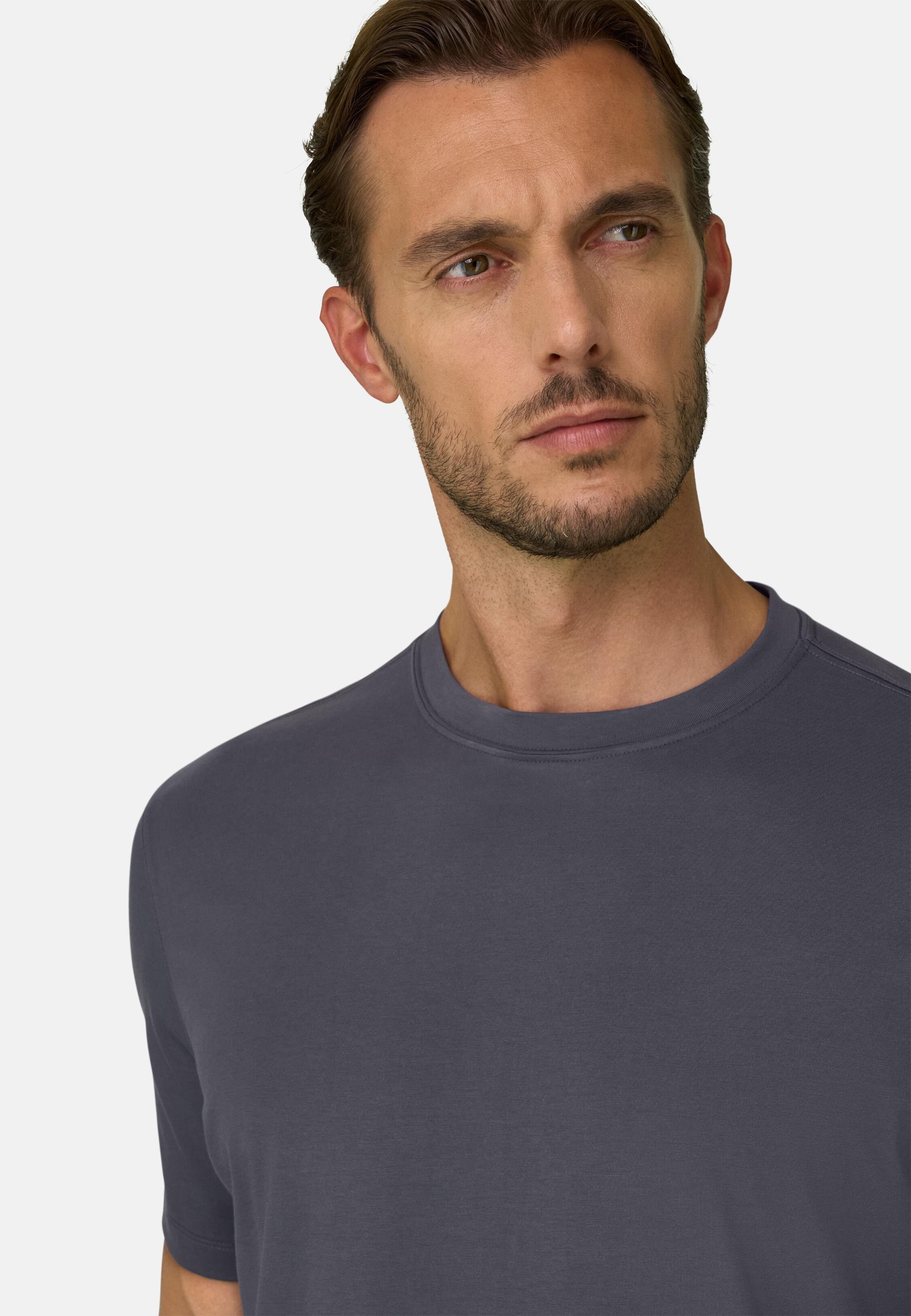 تي شيرت من جيرسيه قطن سوبيما المطاطي رمادي داكن, Dark Grey, medium