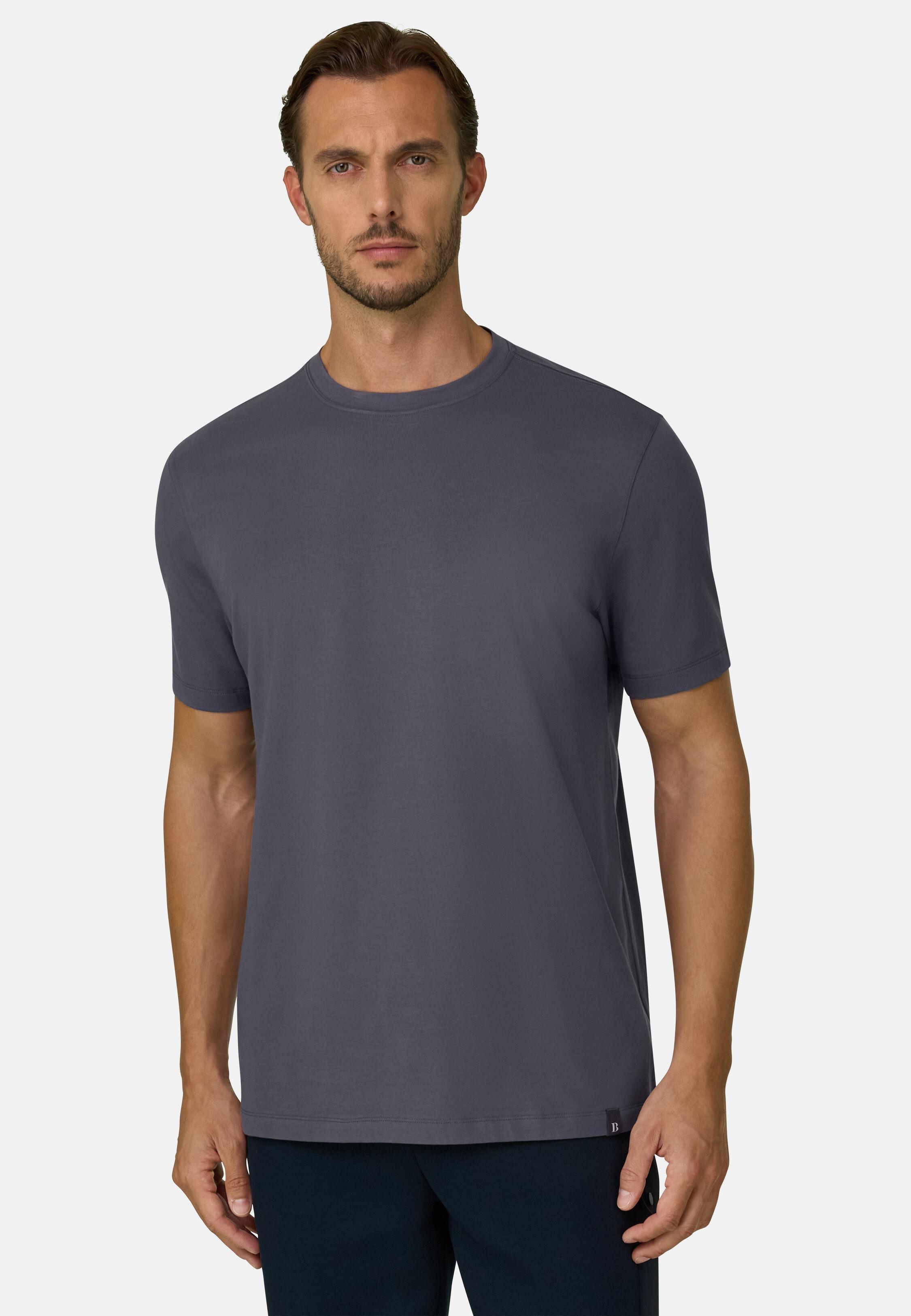 T-Shirt in Stretch Supima Cotton Jersey, Dark Grey, Dark Grey, large image number 1