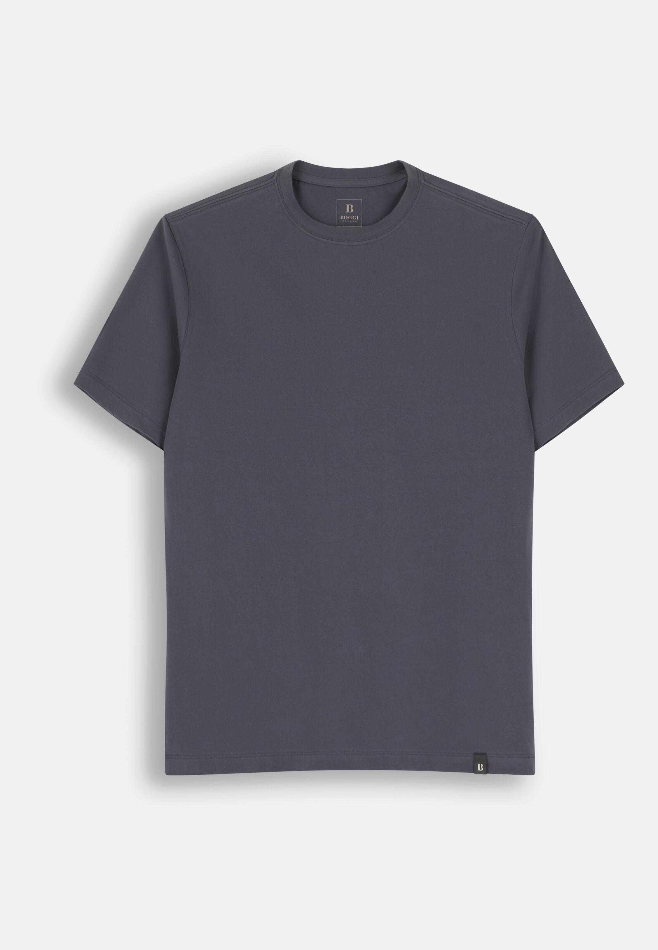 T-Shirt in Stretch Supima Cotton Jersey, Dark Grey, Dark Grey, large image number 4