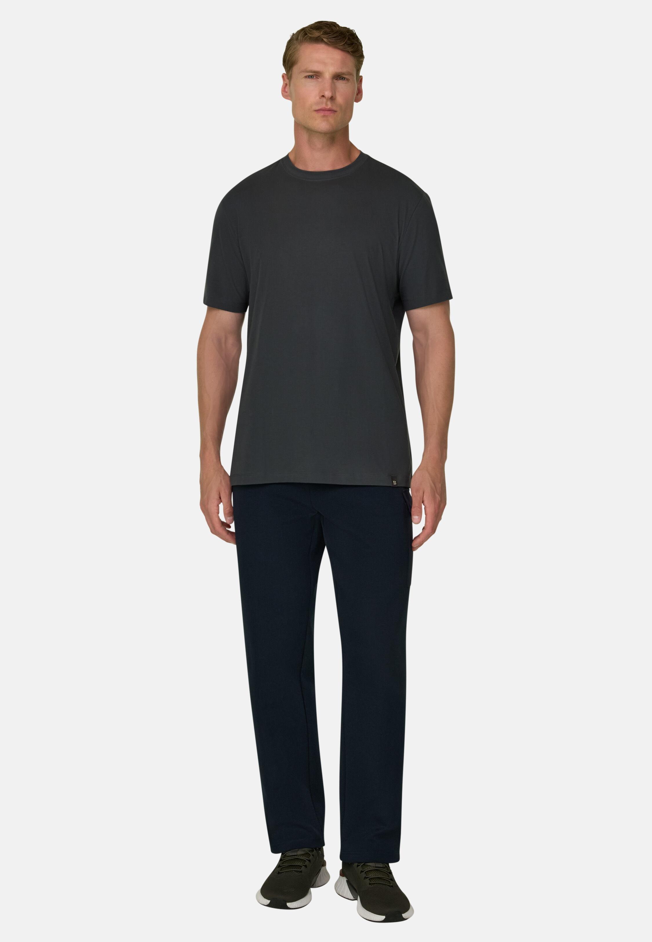 T-Shirt in Stretch Supima Cotton Jersey, Dark Green, 3901_DKGE, large image number 0