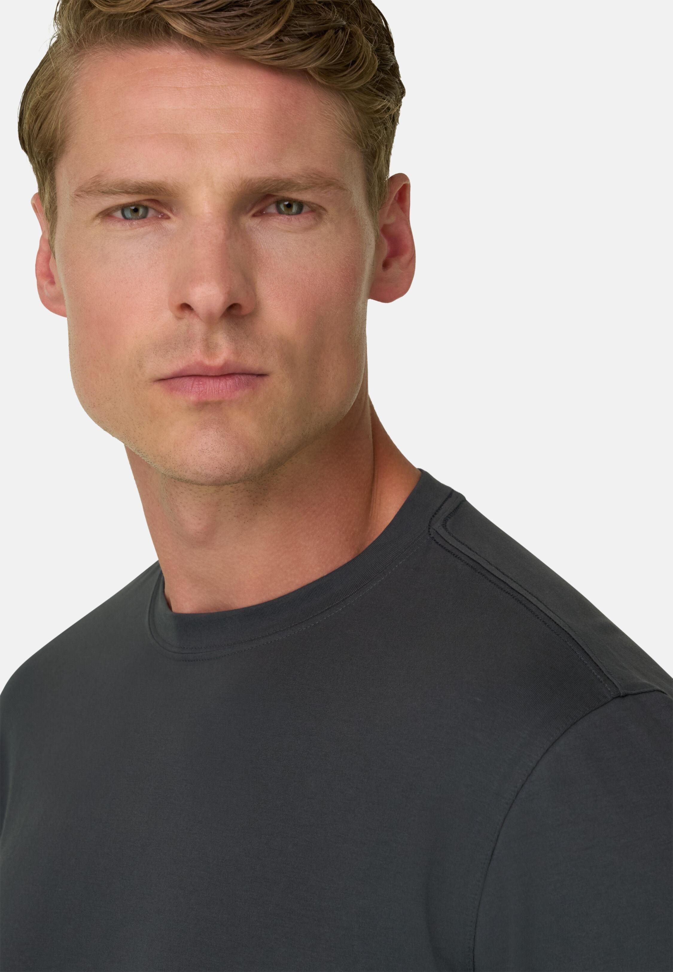 T-Shirt in Stretch Supima Cotton Jersey, Dark Green, 3901_DKGE, large image number 1