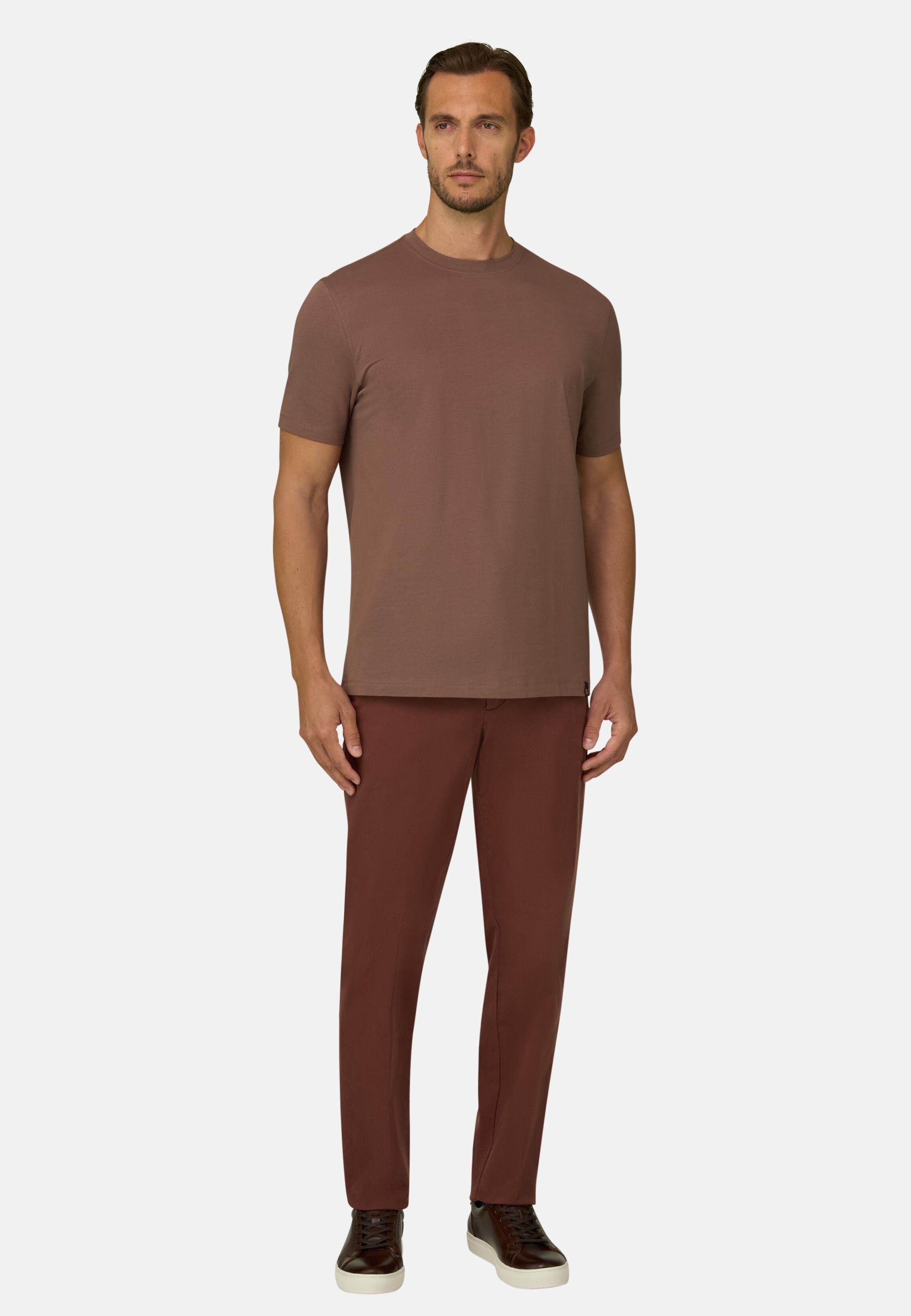 T-Shirt in Stretch Supima Cotton Jersey Brown, Brown, medium