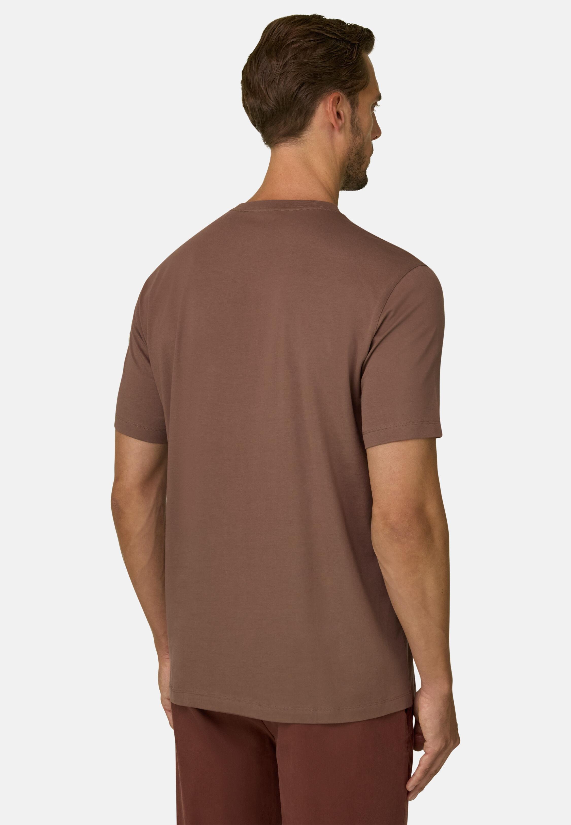 T-Shirt in Stretch Supima Cotton Jersey Brown, Brown, medium