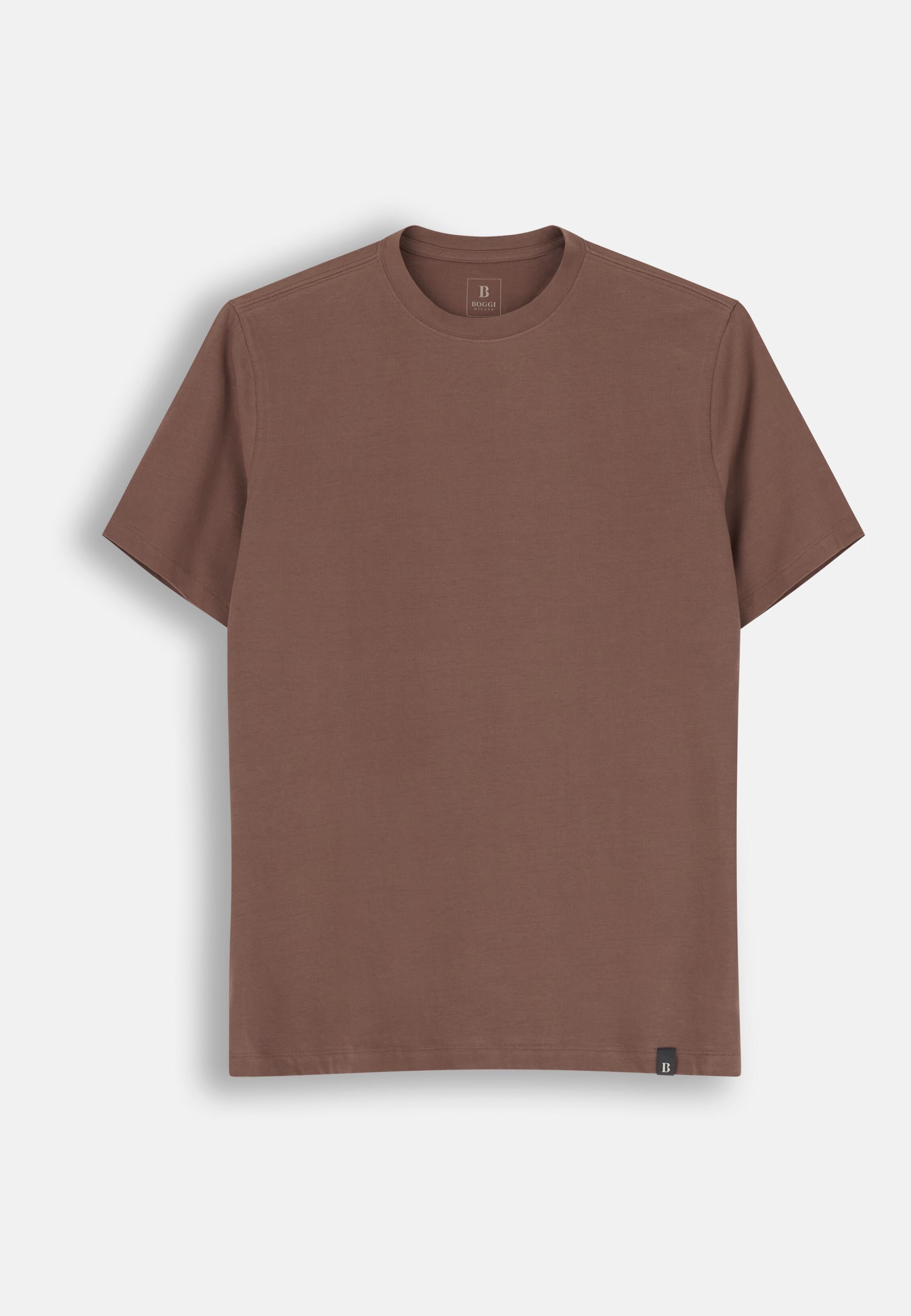 T-Shirt in Stretch Supima Cotton Jersey, Brown, Brown, large image number 4