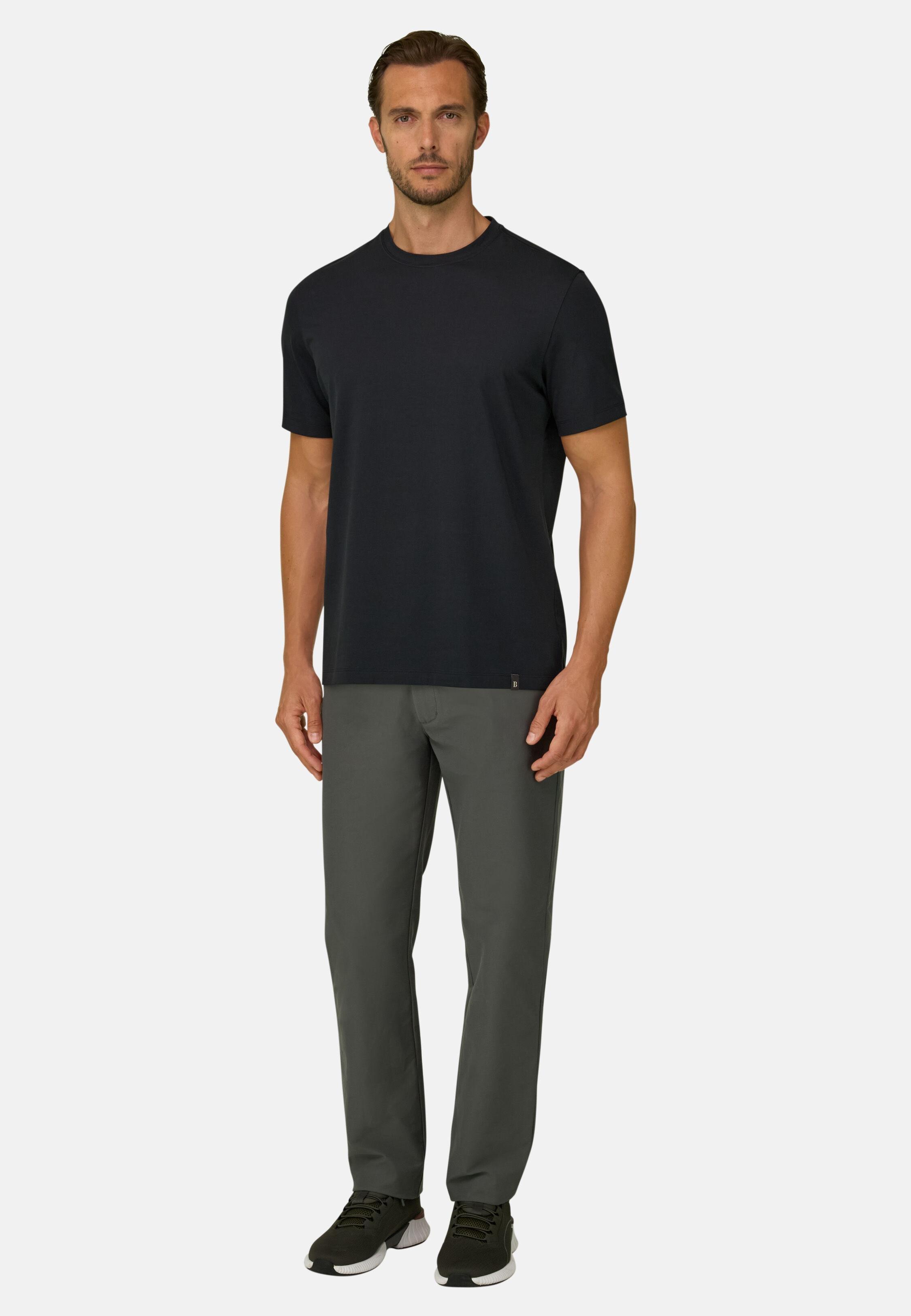 T-Shirt in Stretch Supima Cotton Jersey, Black, Black, large image number 0