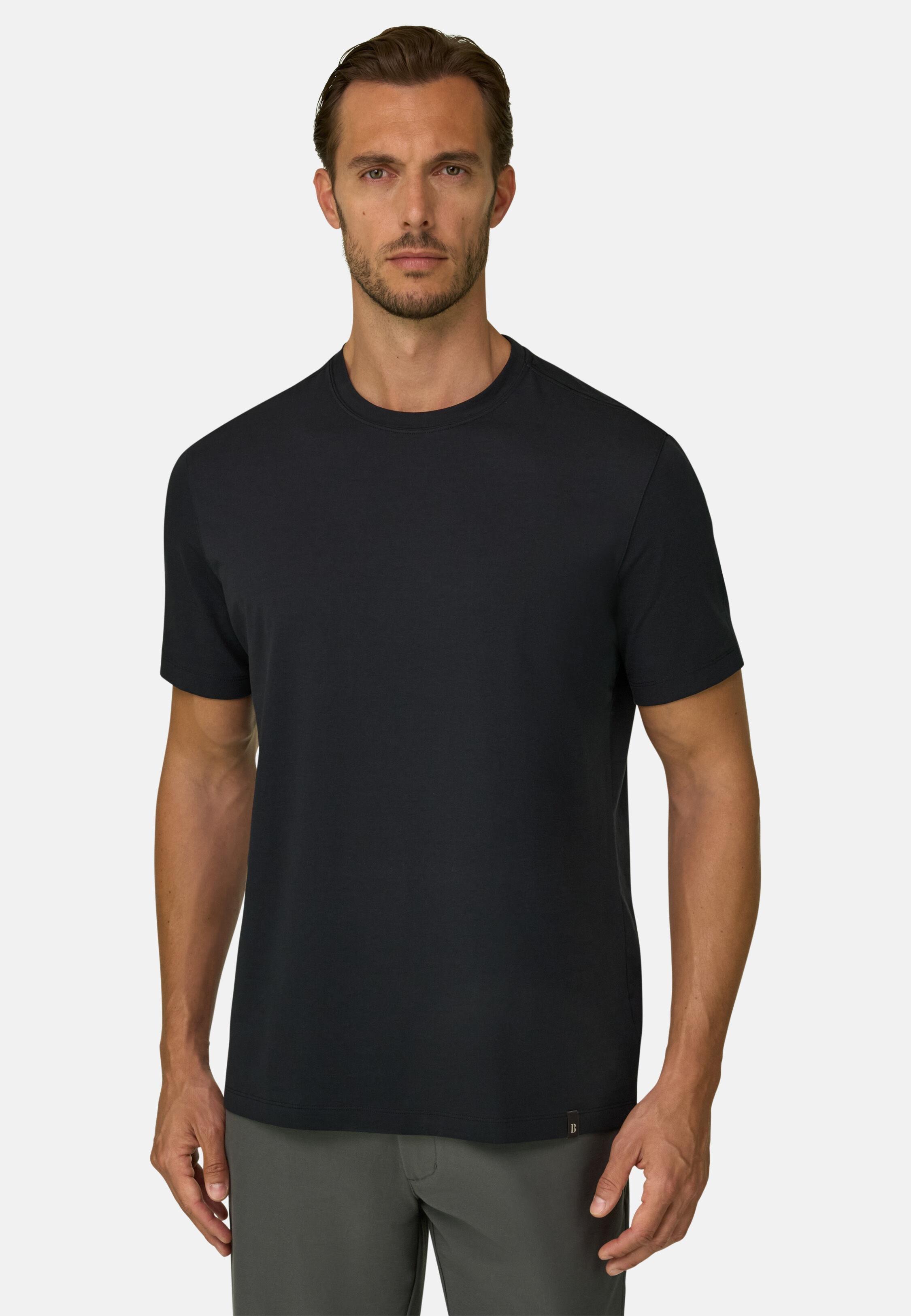 T-Shirt in Stretch Supima Cotton Jersey, Black, Black, large image number 1