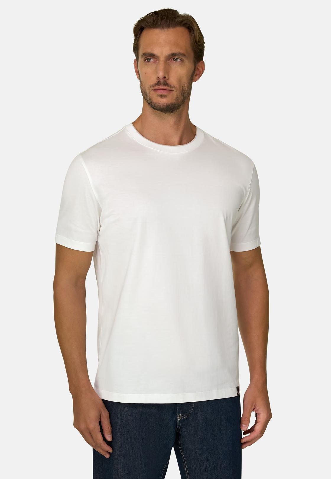 T-Shirt in Cotton and Silk Jersey White, White, medium