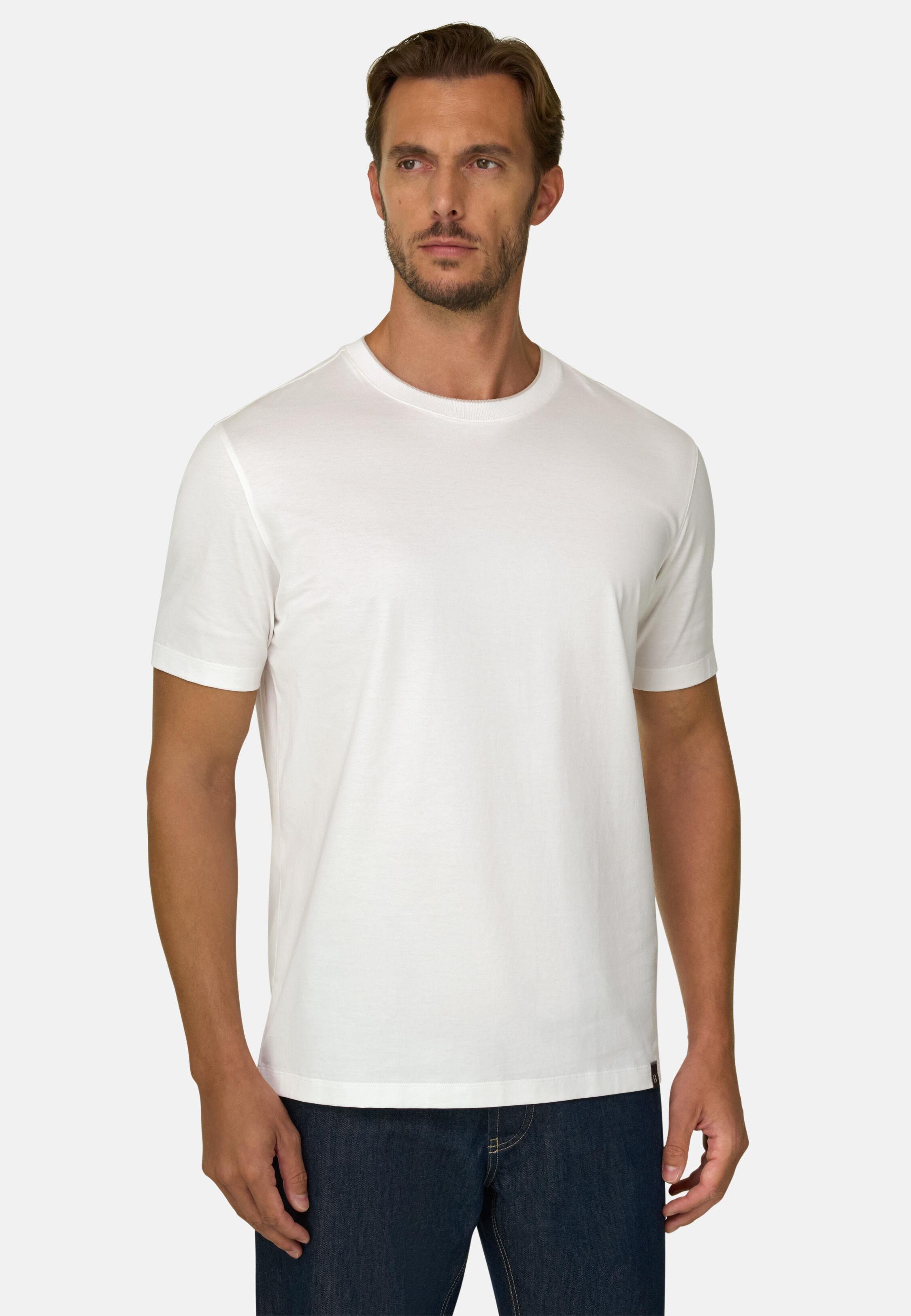 T-Shirt in Cotton and Silk Jersey White, White, medium