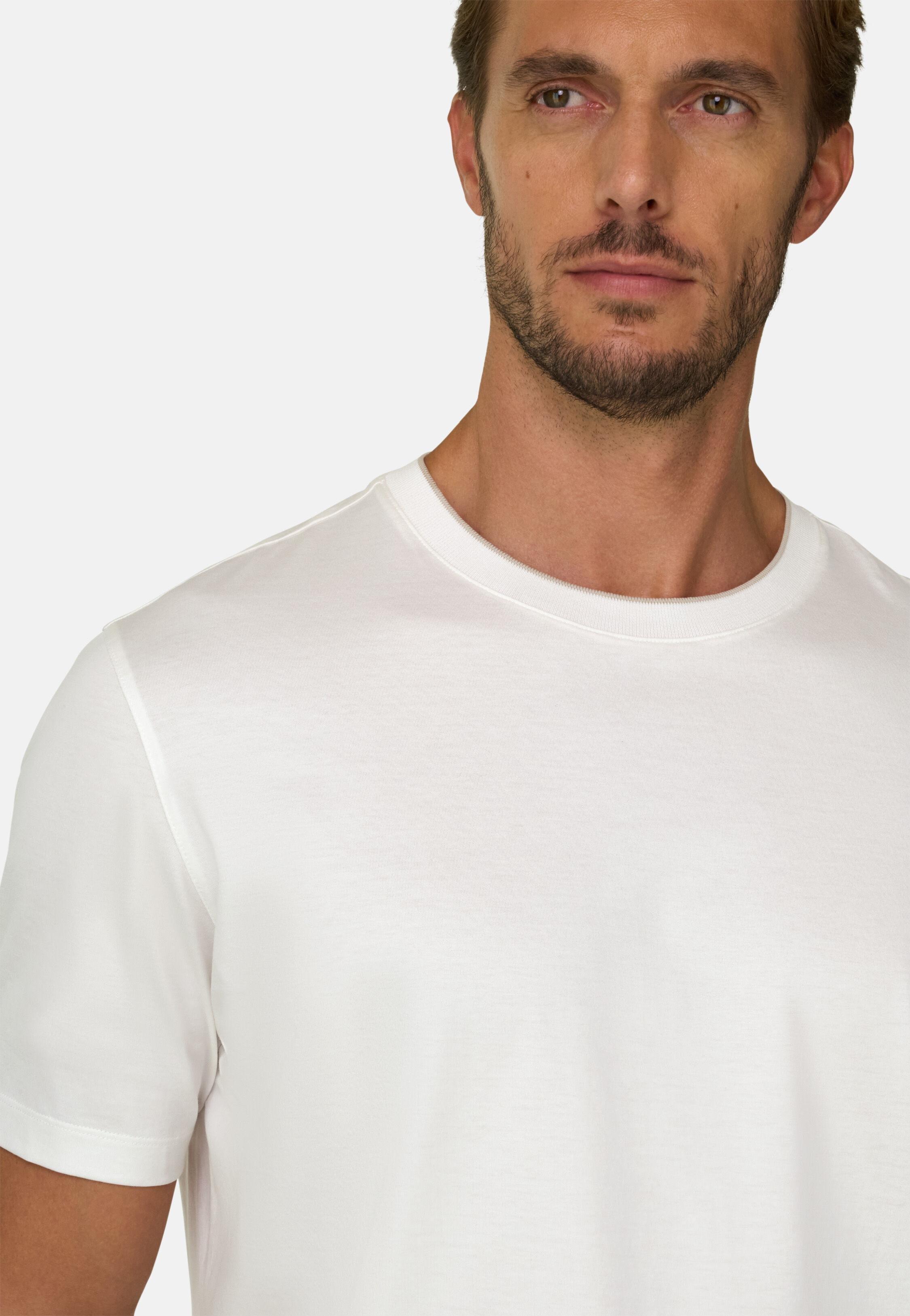 T-Shirt in Cotton and Silk Jersey White, White, large image number 3
