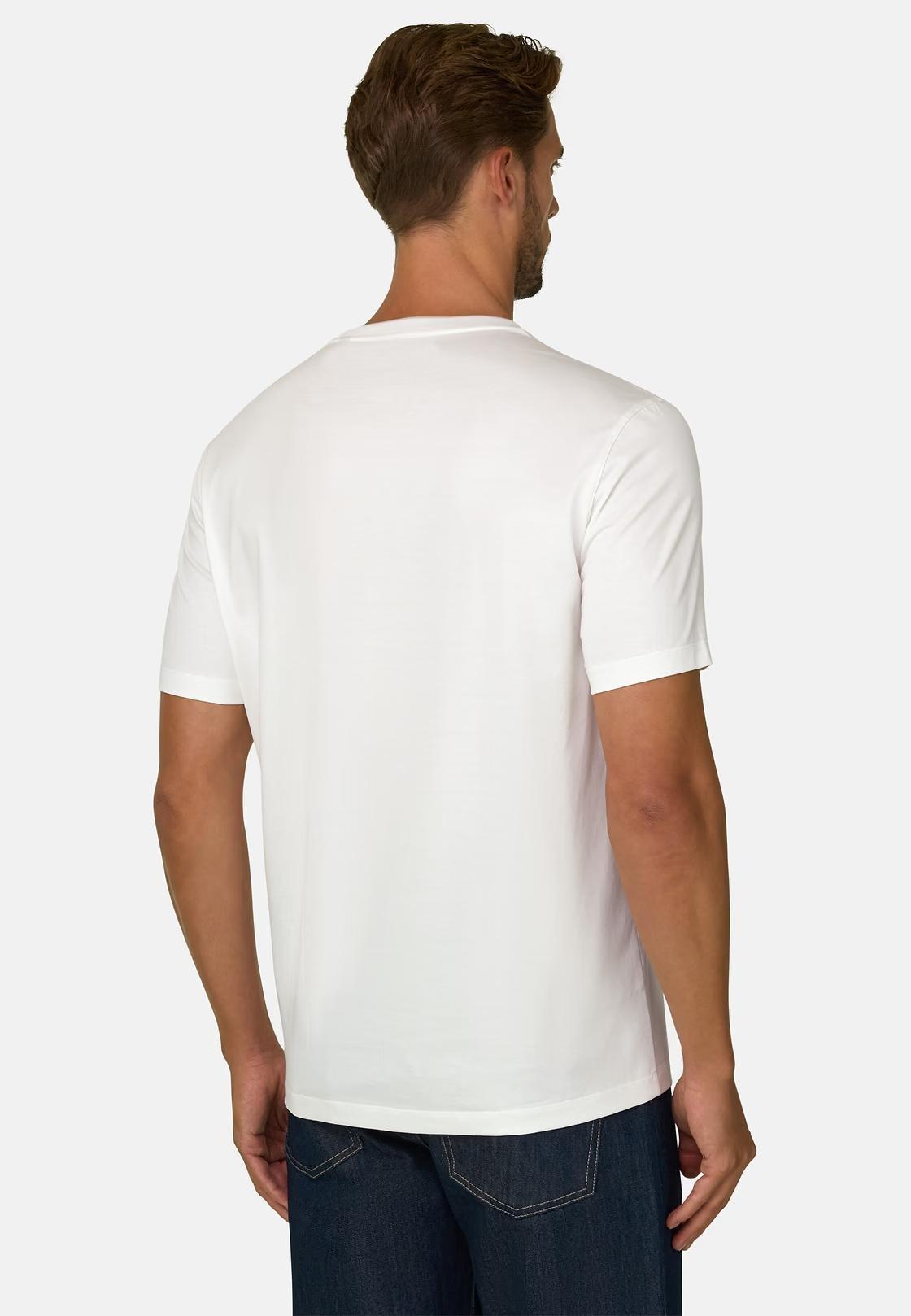 T-Shirt in Cotton and Silk Jersey White, White, large image number 4