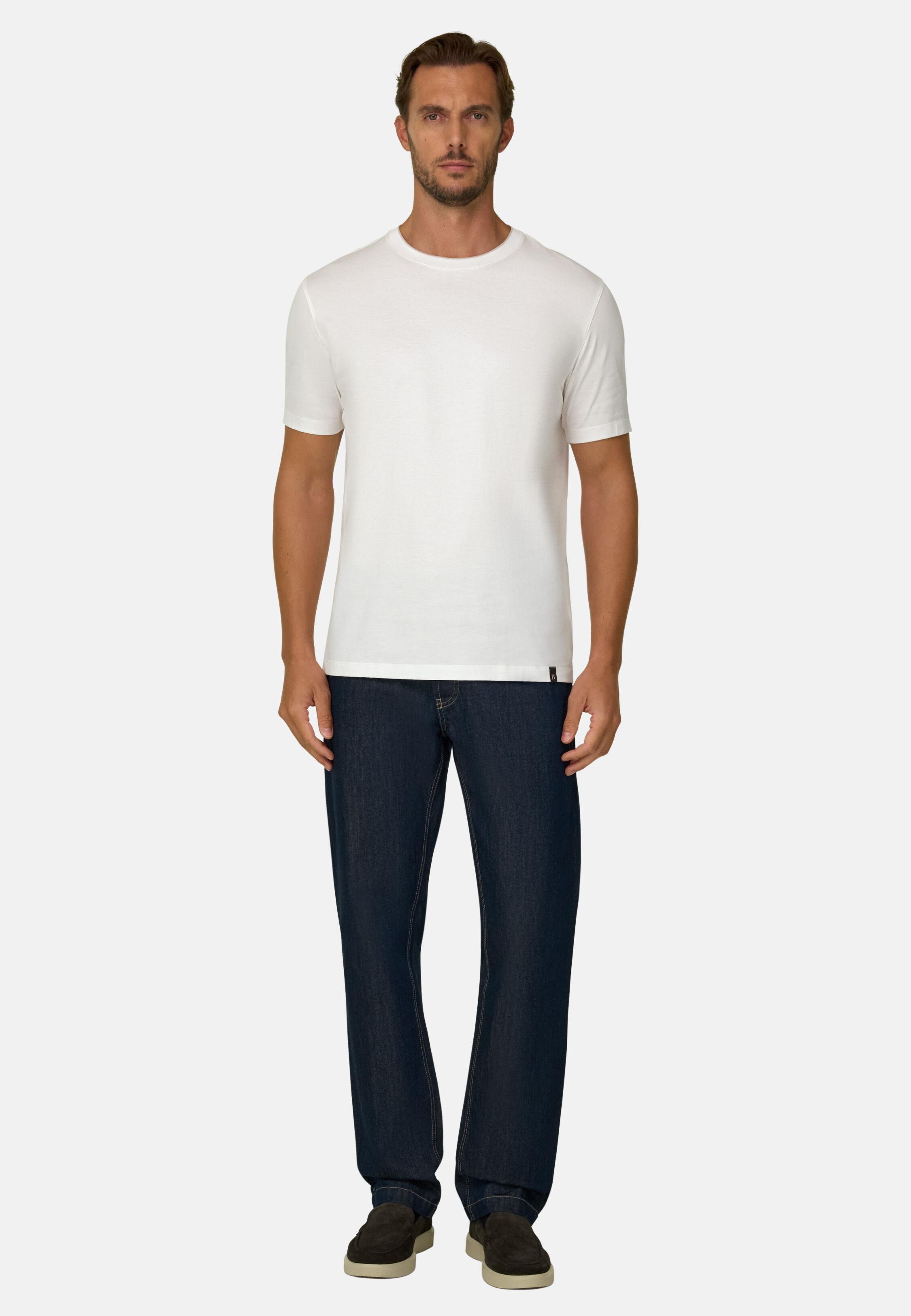 T-Shirt in Cotton and Silk Jersey White, White, large image number 5