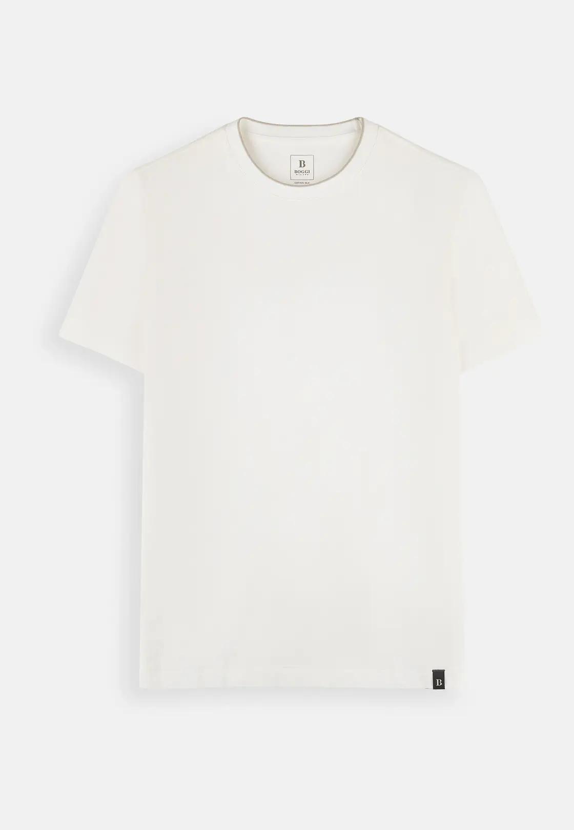 T-Shirt in Cotton and Silk Jersey White, White, large image number 6
