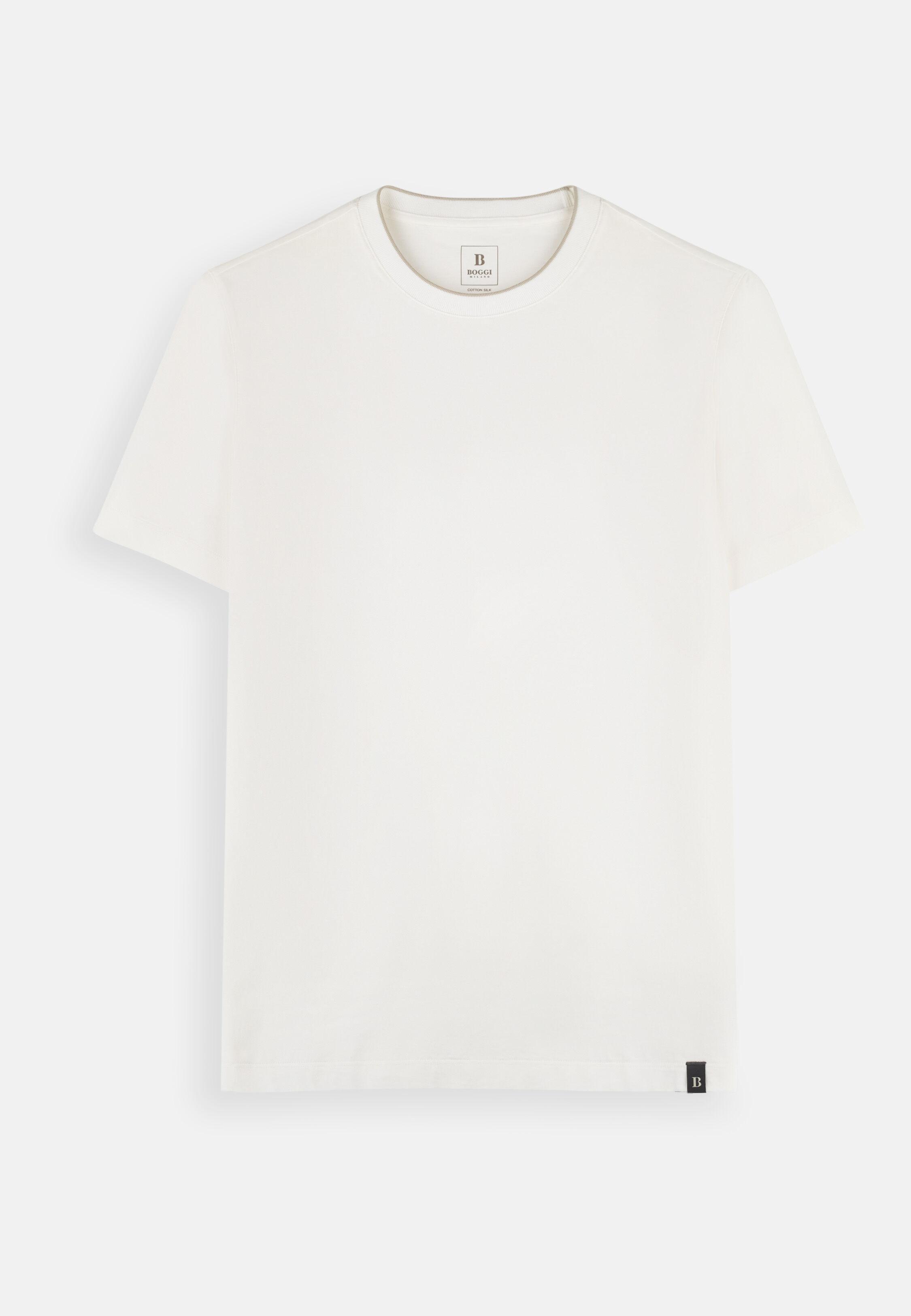 T-Shirt in Cotton and Silk Jersey White, White, large image number 8