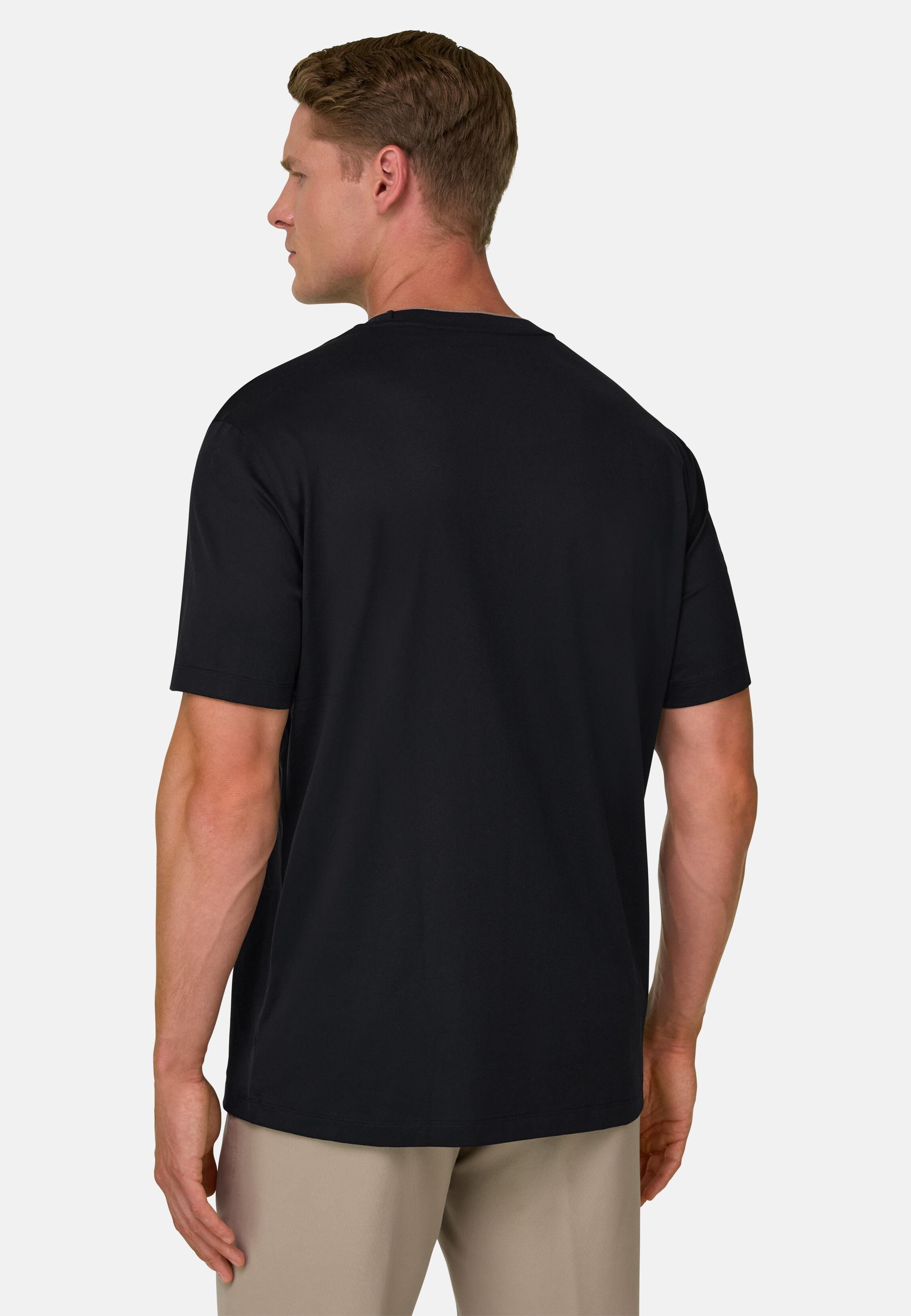 T-Shirt in Cotton and Silk Jersey Black, Black, medium