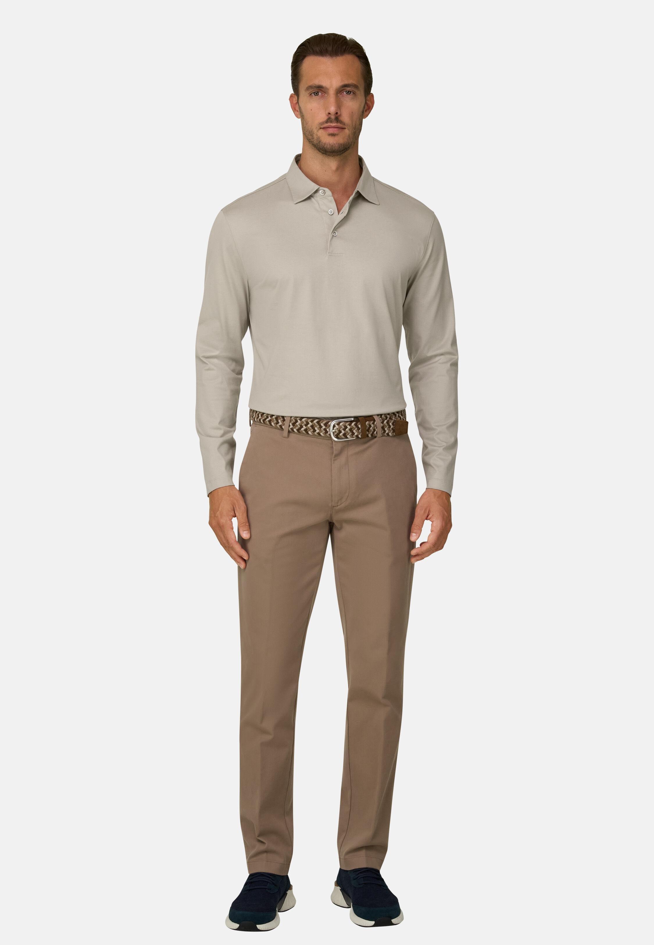 بولو من جيرسيه القطن والحرير بيج, Beige, large image number 0