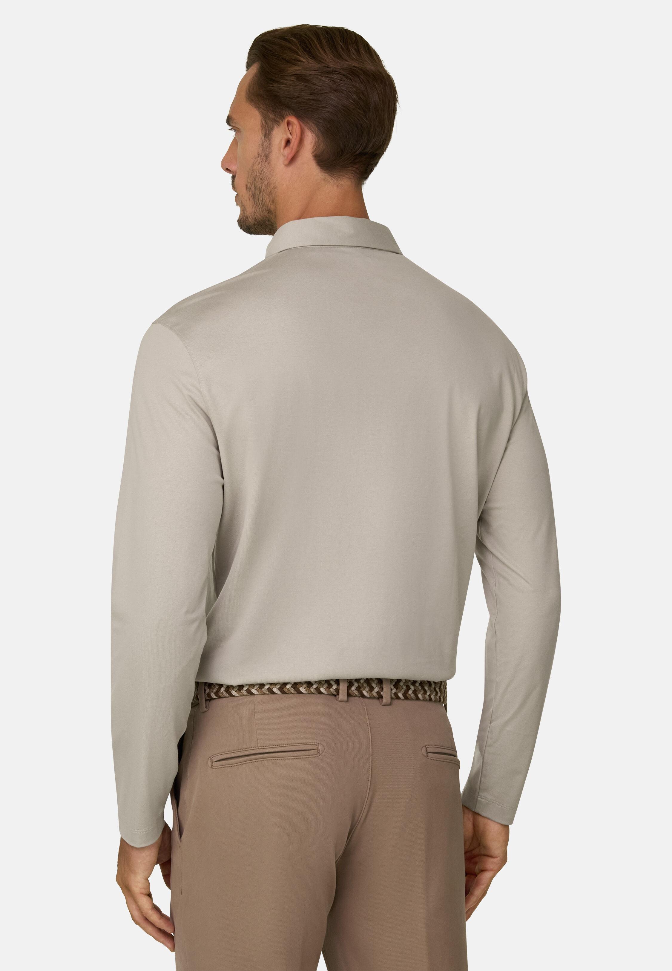 بولو من جيرسيه القطن والحرير بيج, Beige, large image number 3
