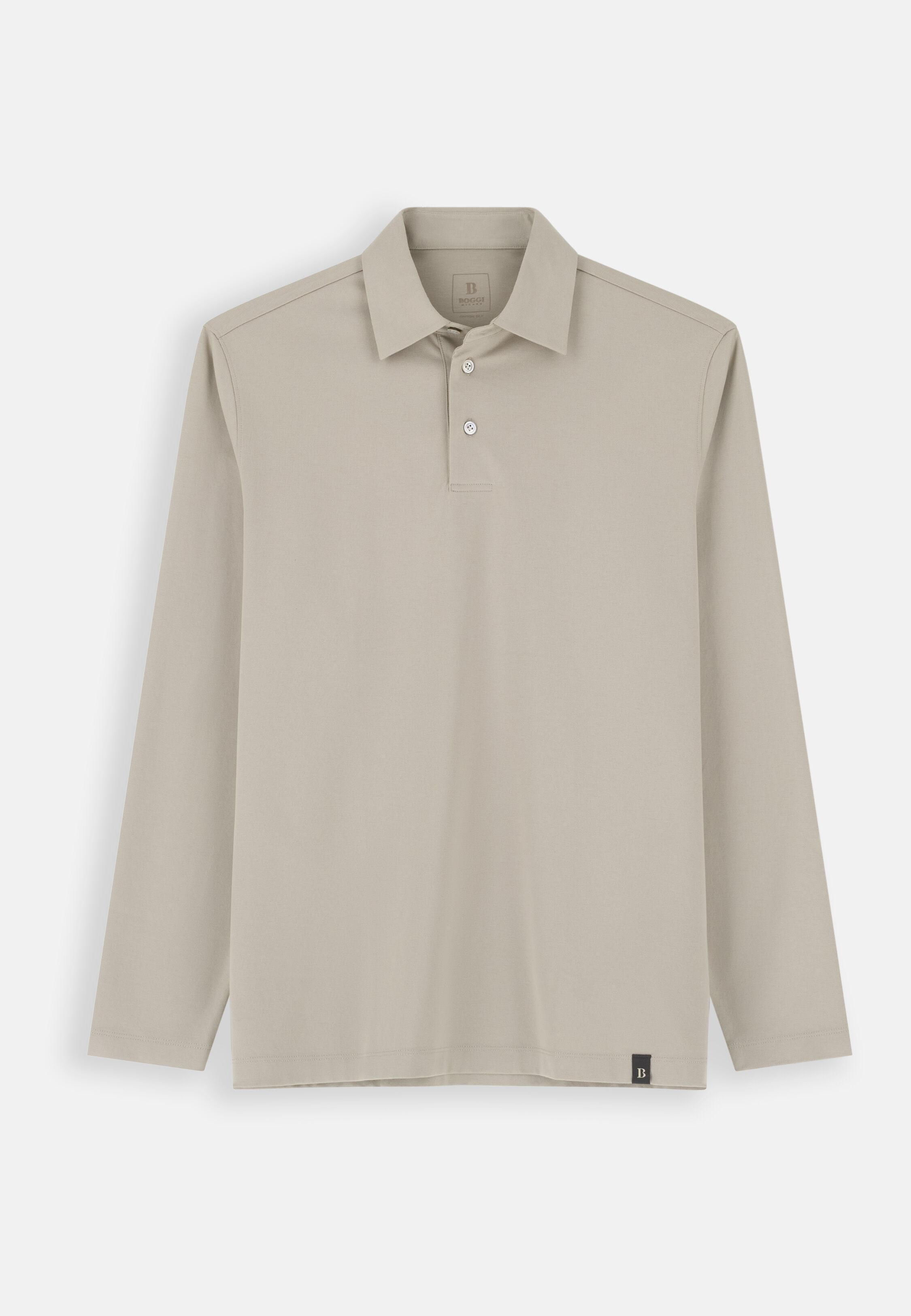 بولو من جيرسيه القطن والحرير بيج, Beige, large image number 4