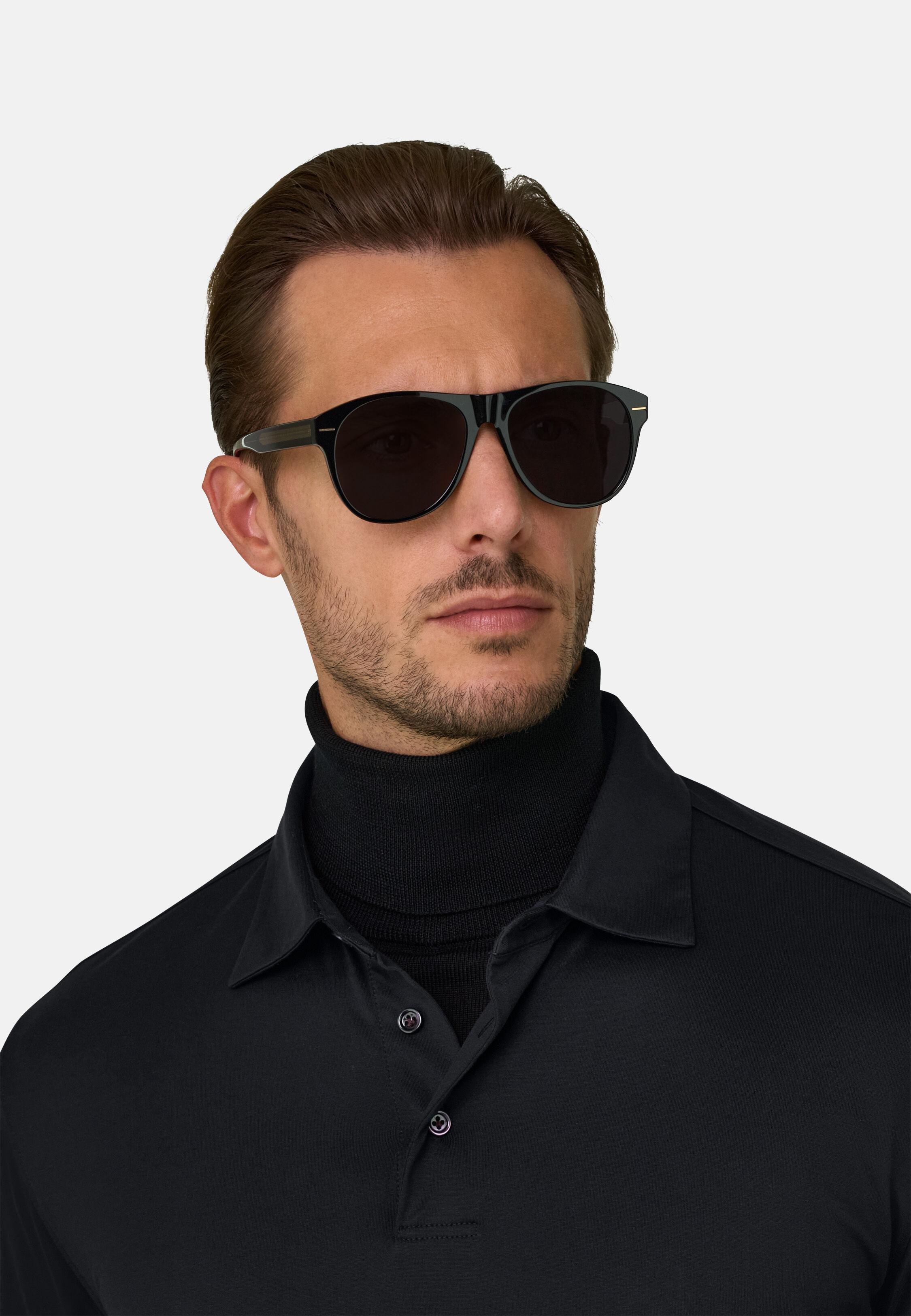 بولو من جيرسيه القطن والحرير أسود, Black, medium