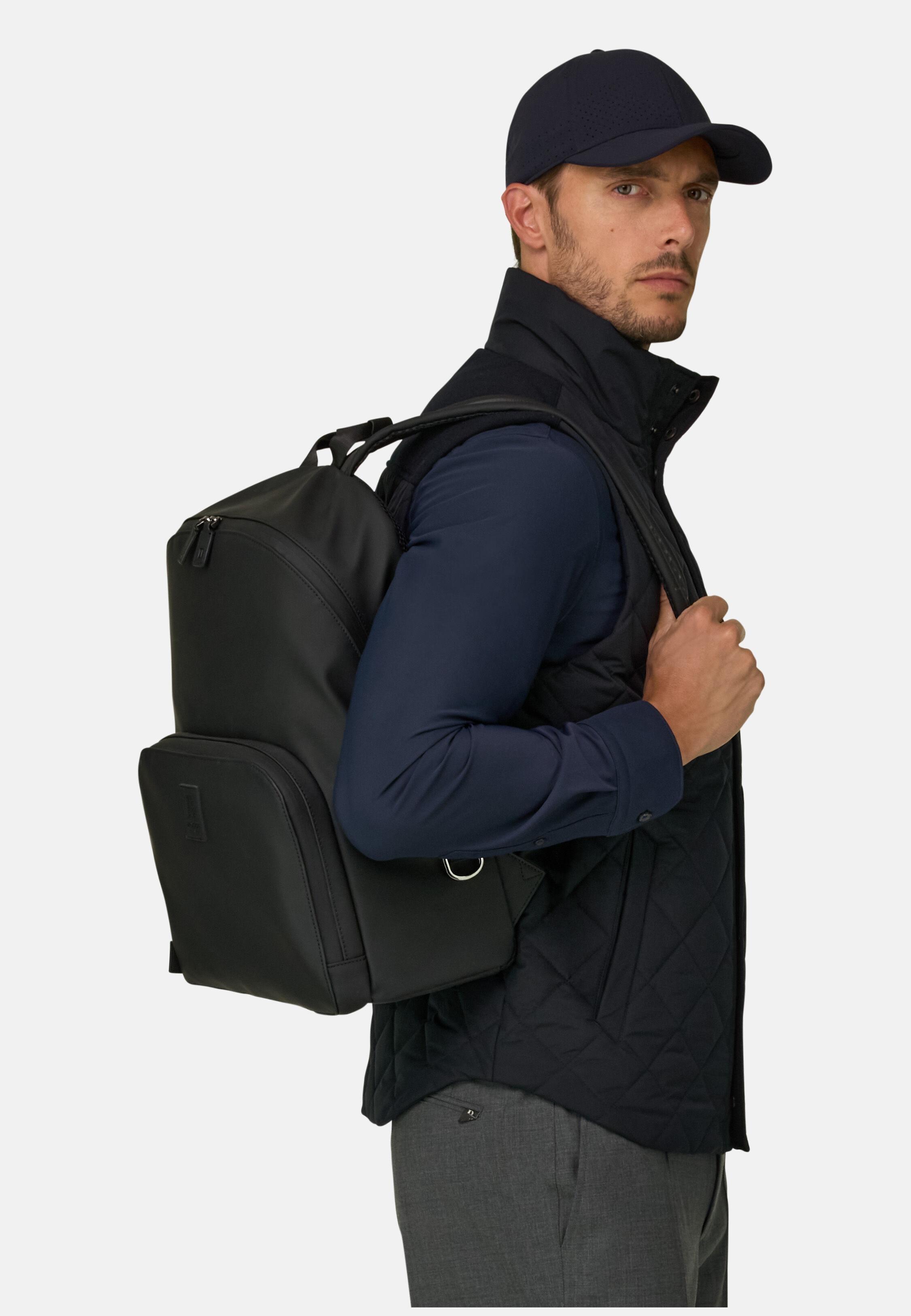 حقيبة ظهر صغيرة من قماش تقني مطاطي أسود, Black, medium