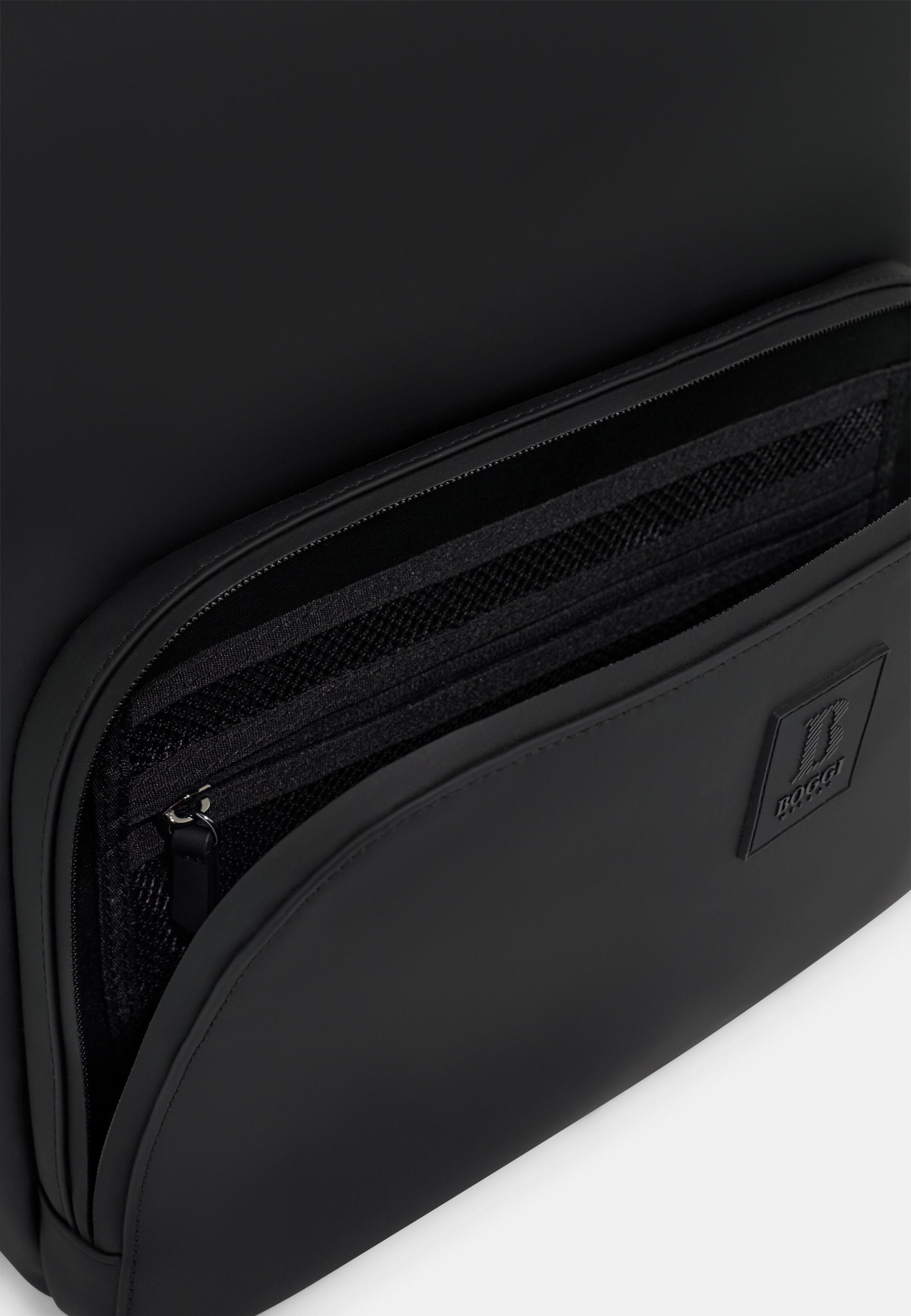 حقيبة ظهر صغيرة من قماش تقني مطاطي أسود, Black, medium