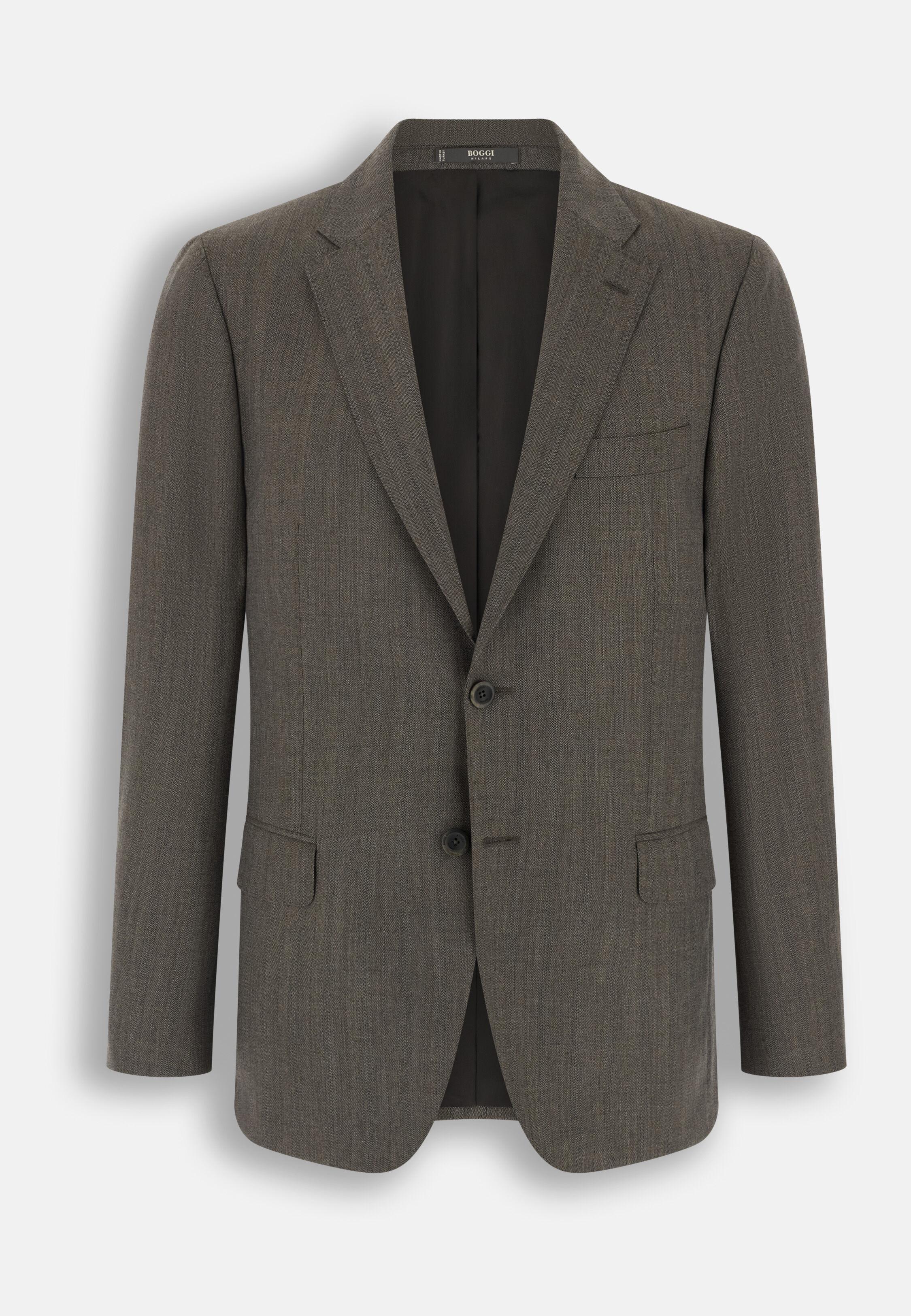 Suit Herringbone in Wool Cashmere, Taupe, Taupe, large image number 0