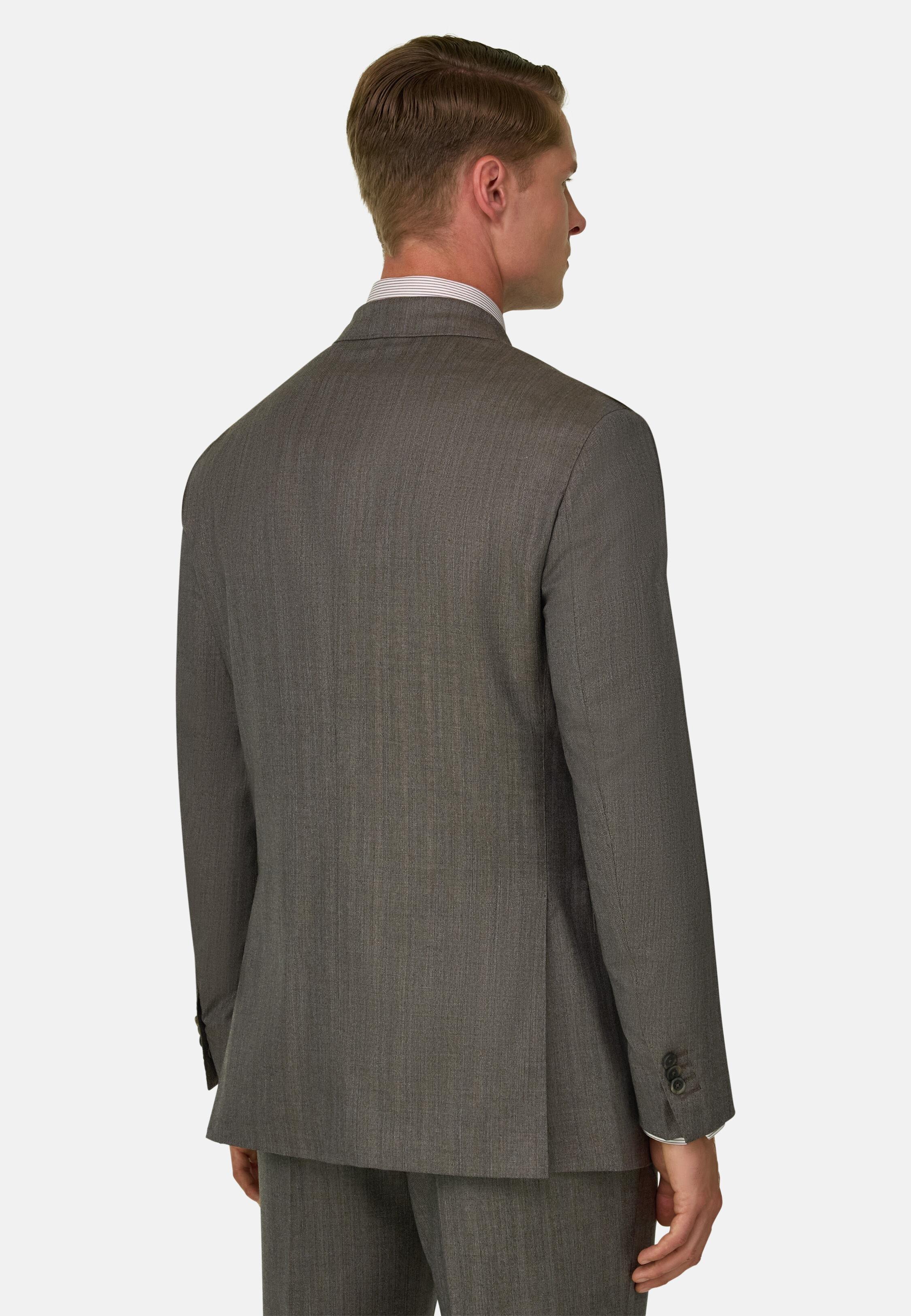 Suit Herringbone in Wool Cashmere, Taupe, Taupe, large image number 3