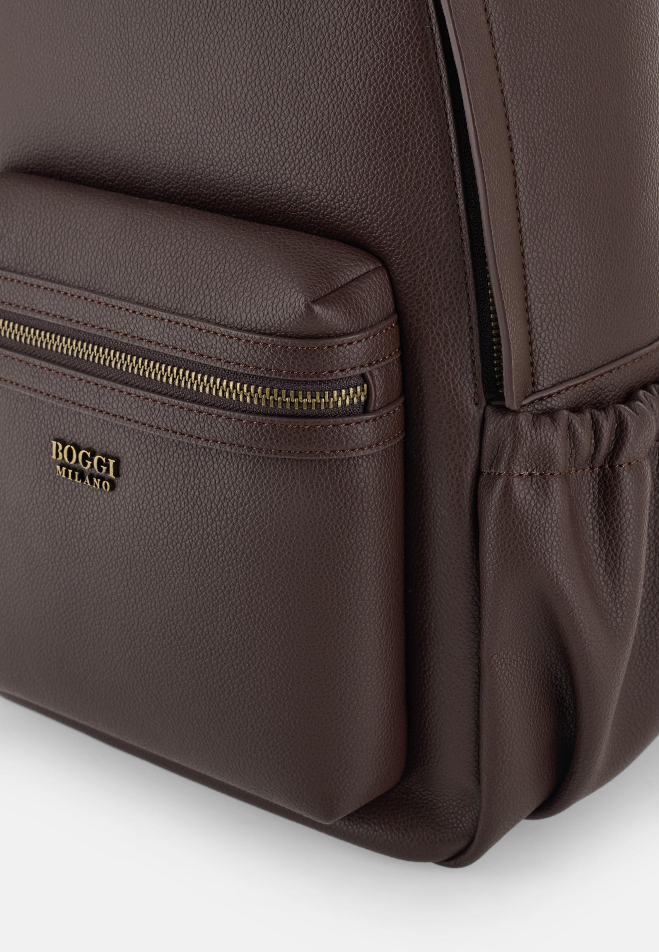 Rucksack in Leather-Effect Fabric Dark brown, Dark brown, medium