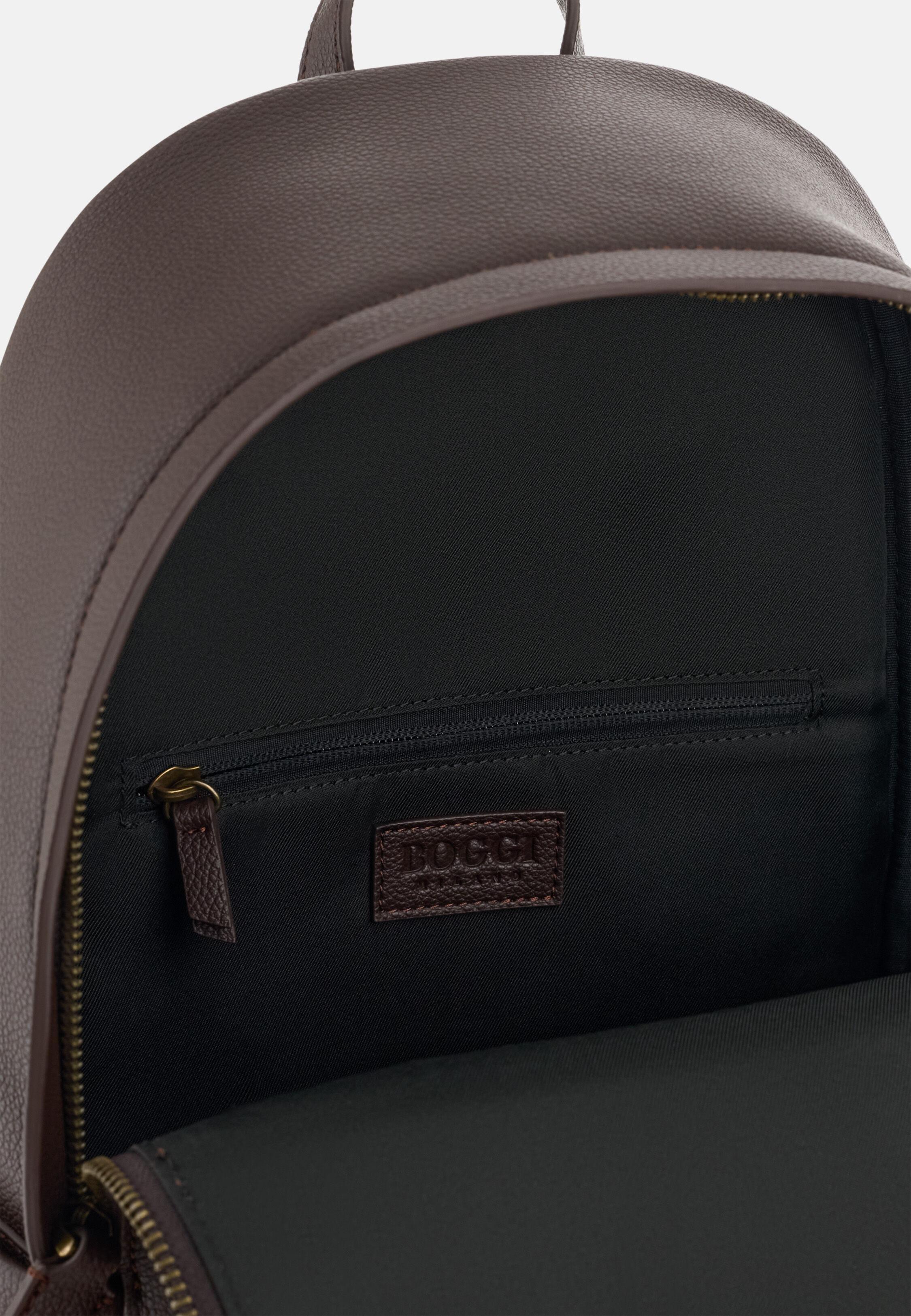 Rucksack in Leather-Effect Fabric Dark brown, Dark brown, large image number 3
