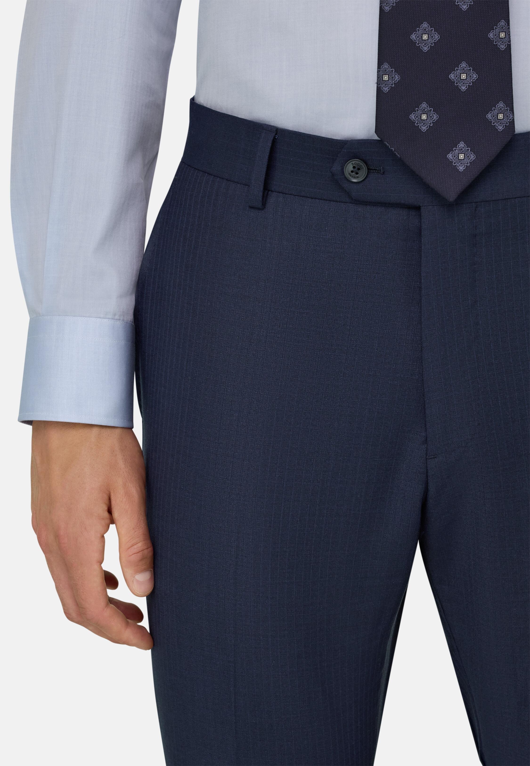 Suit in Stretch Wool Pinstripe Navy blue, Navy blue, medium