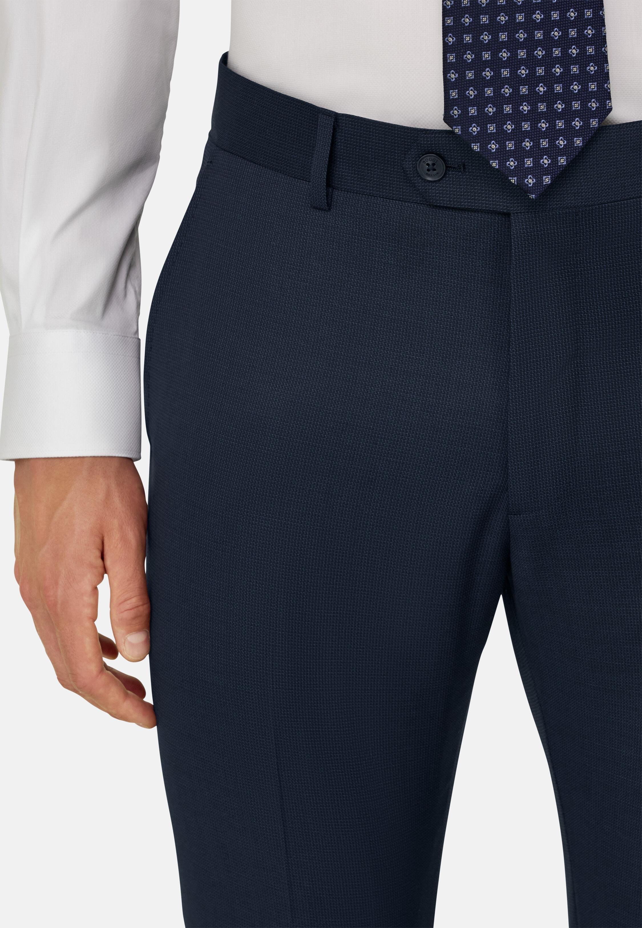 Suit Micro Patterned Stretch Wool Navy blue, Navy blue, medium