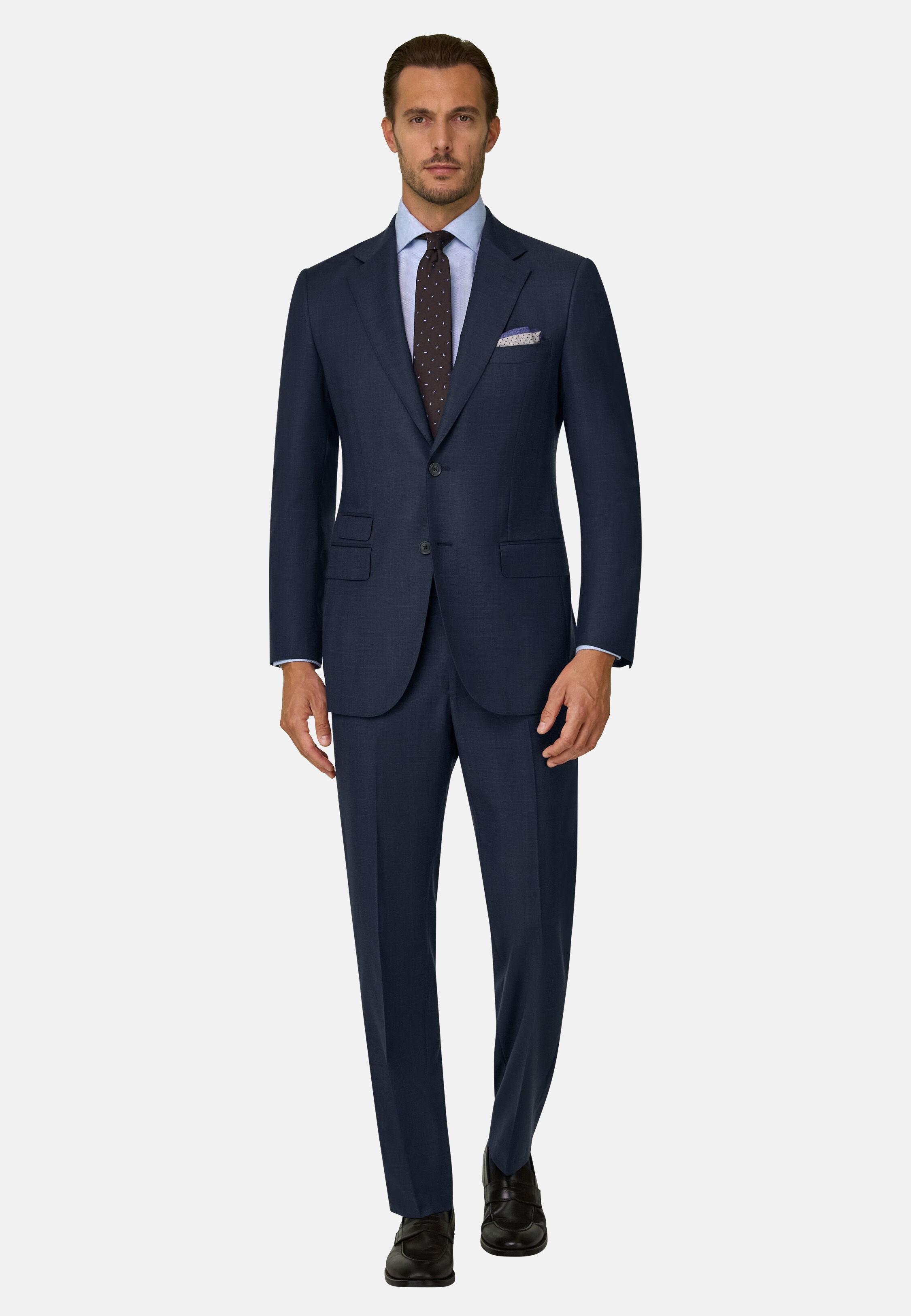 Suit in Prince of Wales Check Wool Navy blue, Navy blue, medium