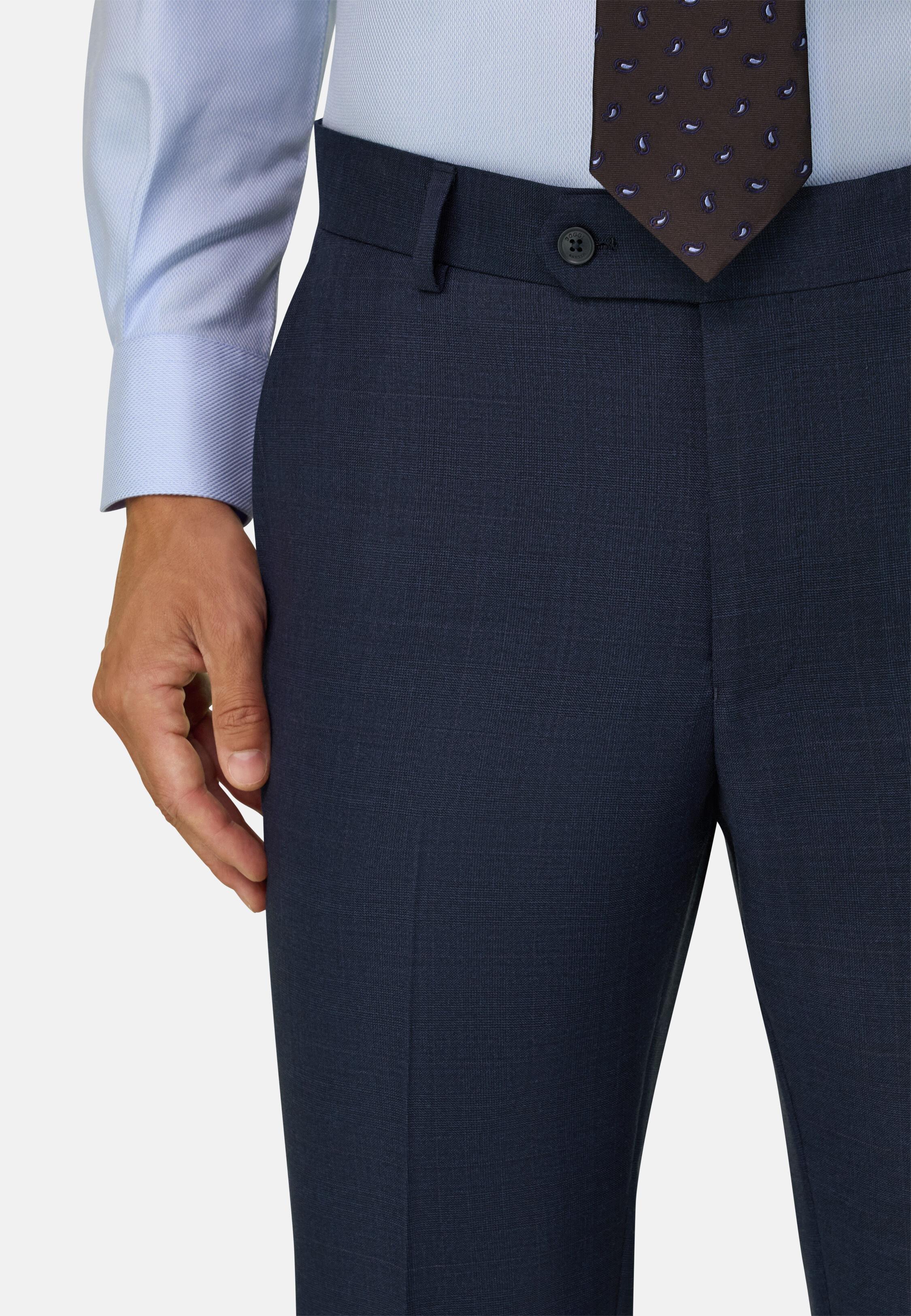 Suit in Prince of Wales Check Wool Navy blue, Navy blue, medium
