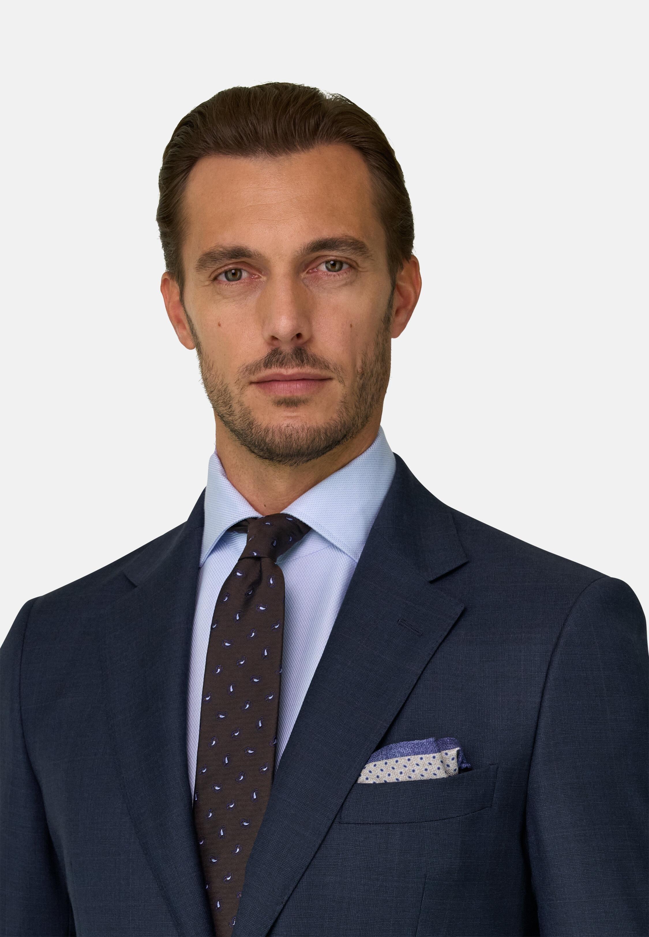 Suit in Prince of Wales Check Wool Navy blue, Navy blue, medium