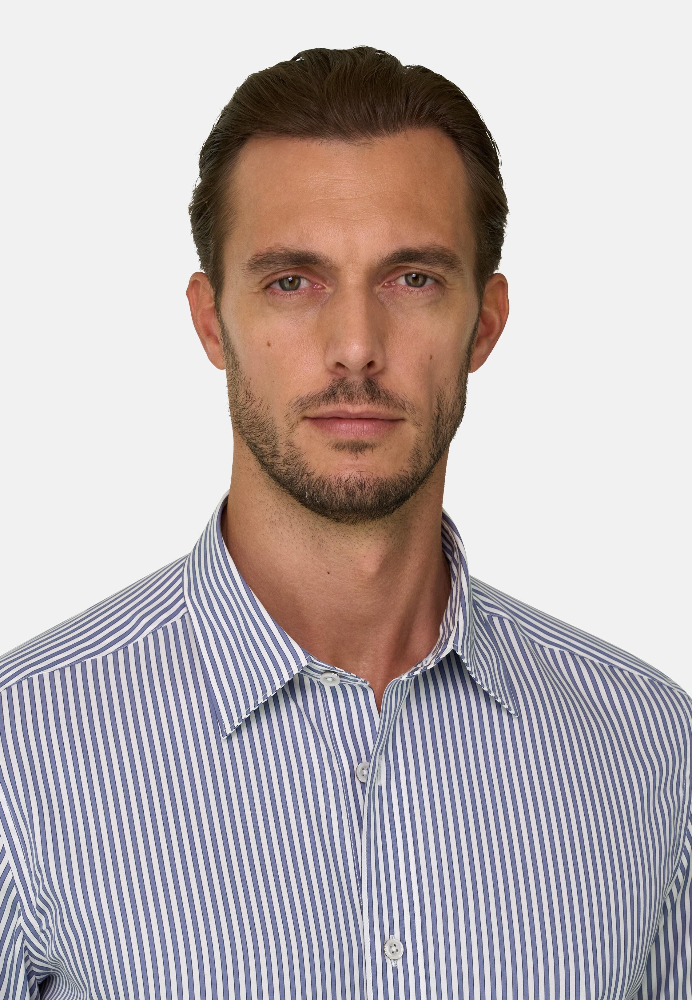 Shirt Striped Poplin Regular Fit Navy blue, Navy blue, medium