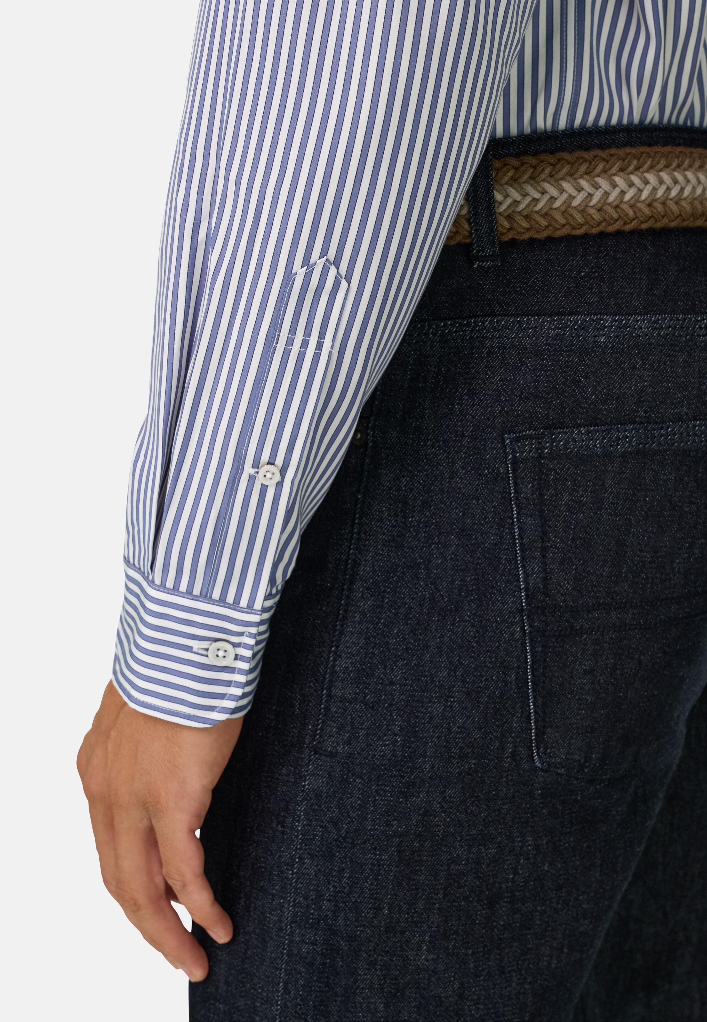 Shirt Striped Poplin Regular Fit Navy blue, Navy blue, medium
