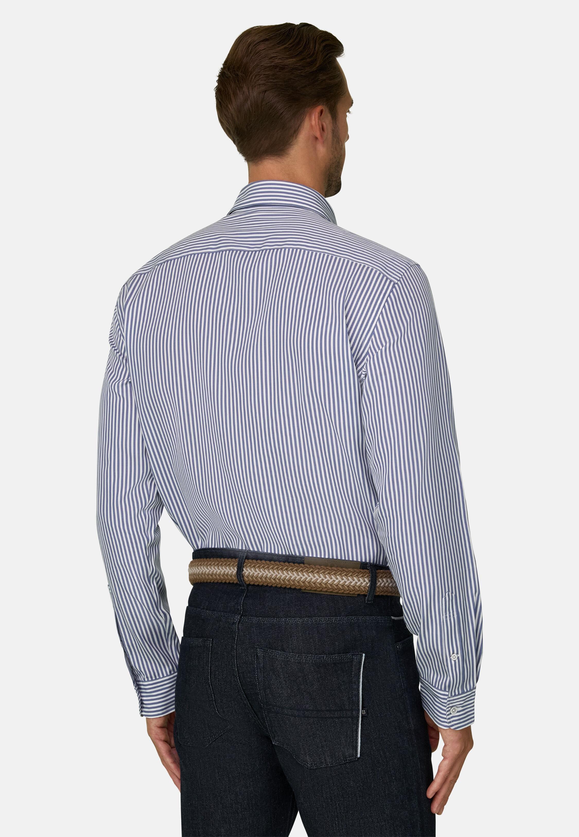 Shirt Striped Poplin Regular Fit Navy blue, Navy blue, large image number 4