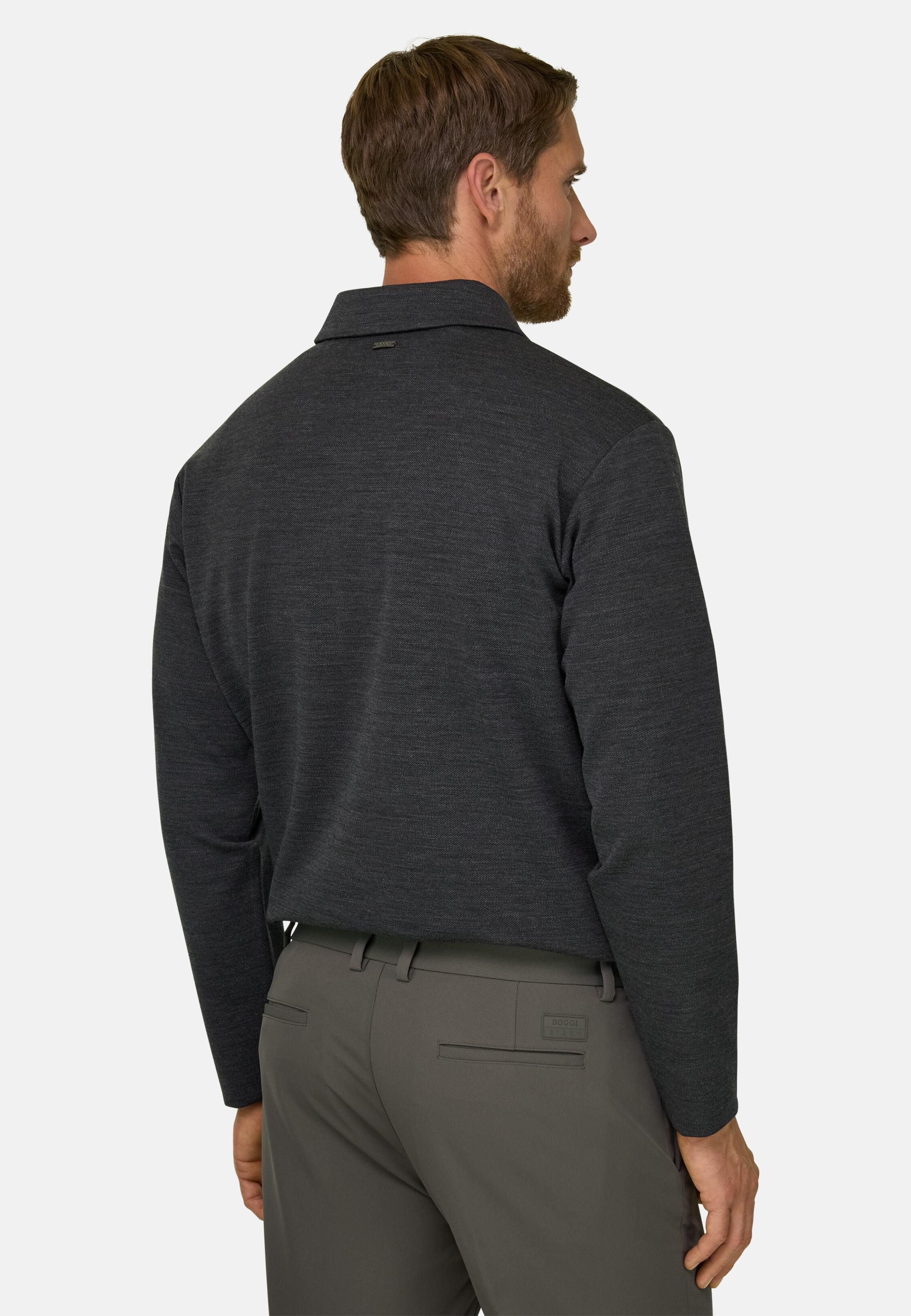 Quarter-Zip Sweatshirt in Wooltech Wool Blend Diagonal Charcoal, Charcoal, medium