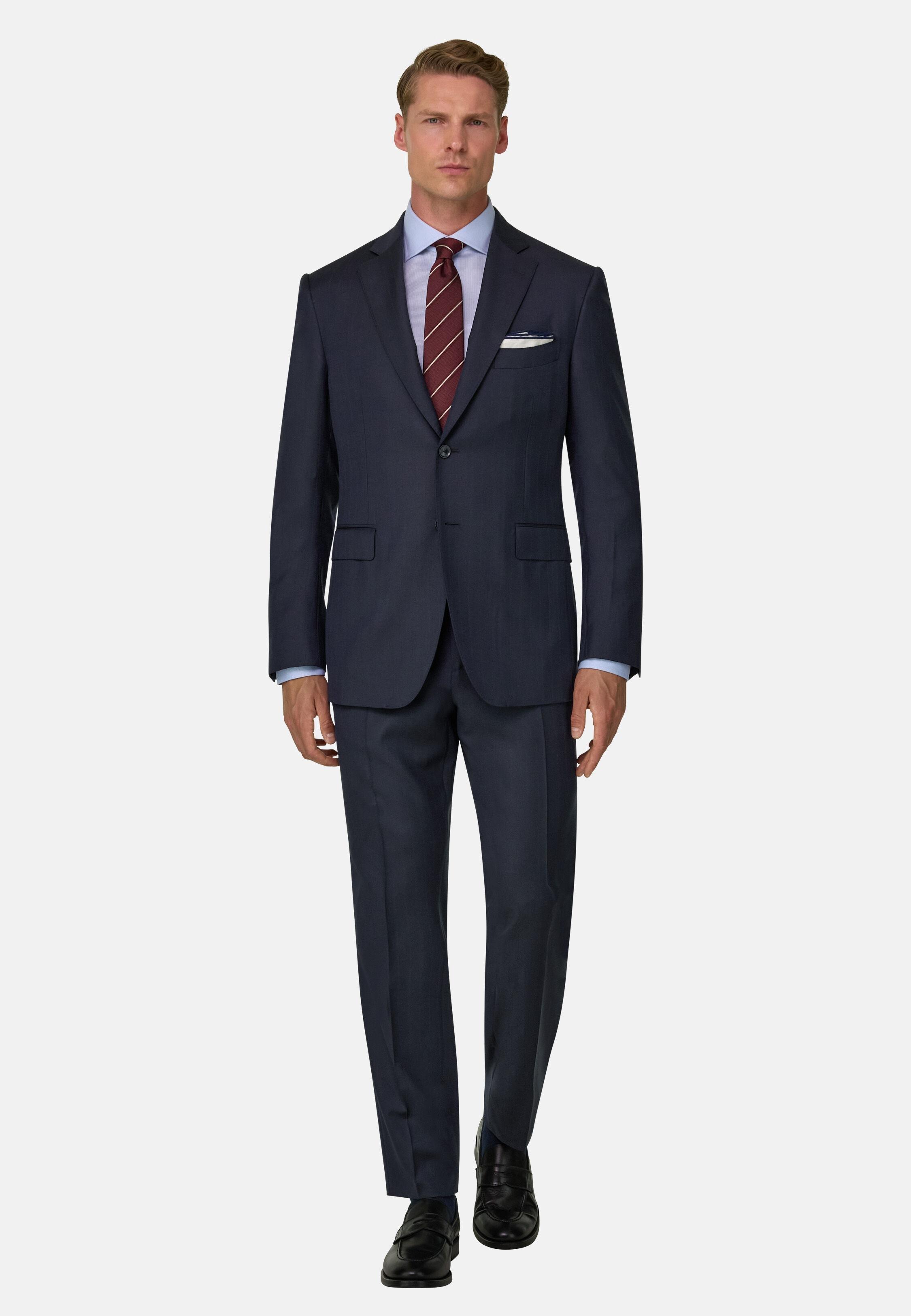 بدلة من صوف S130 بنقشة خطوط رفيعة أزرق كحلي, Navy blue, large image number 0