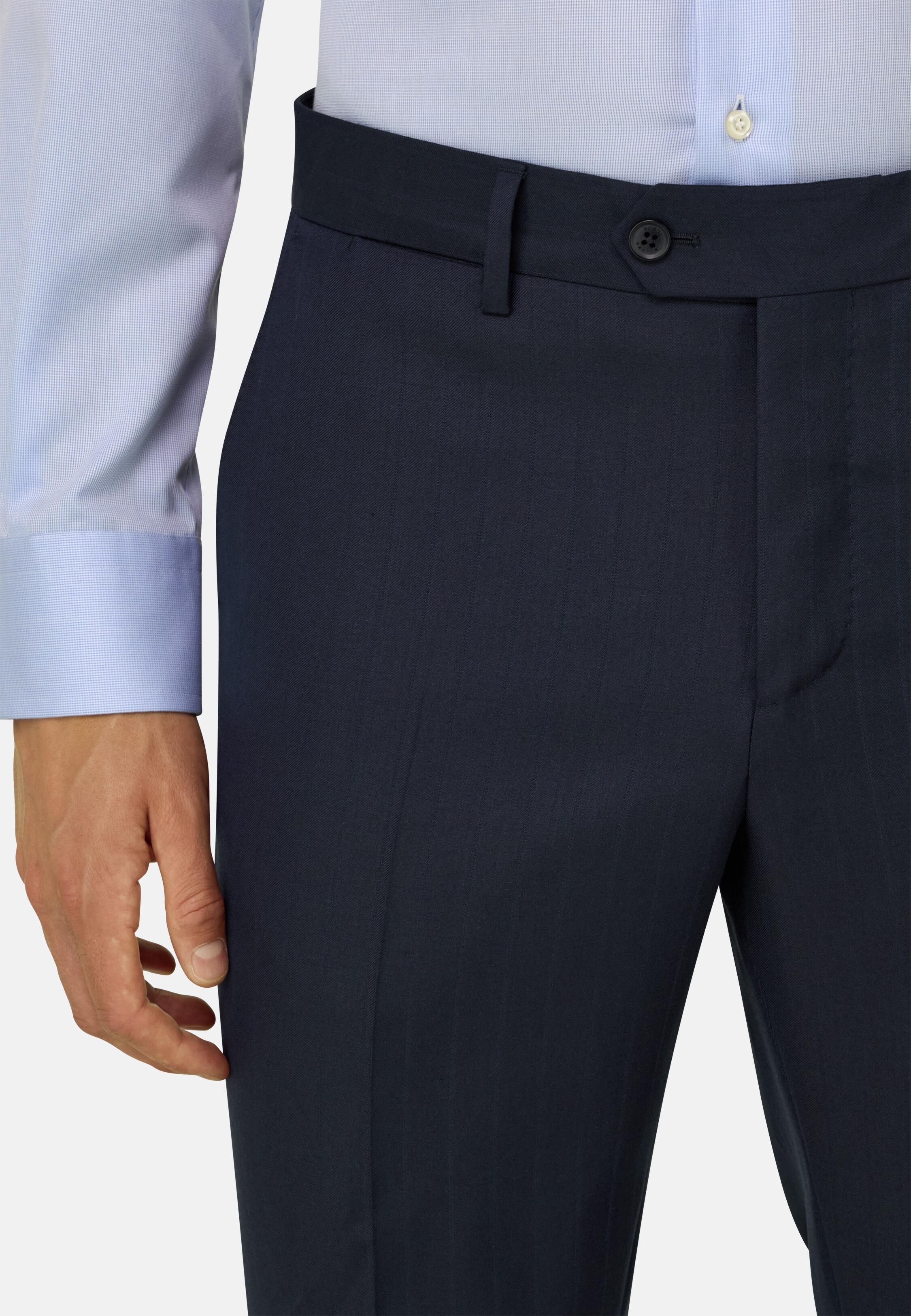 بدلة من صوف S130 بنقشة خطوط رفيعة أزرق كحلي, Navy blue, large image number 1