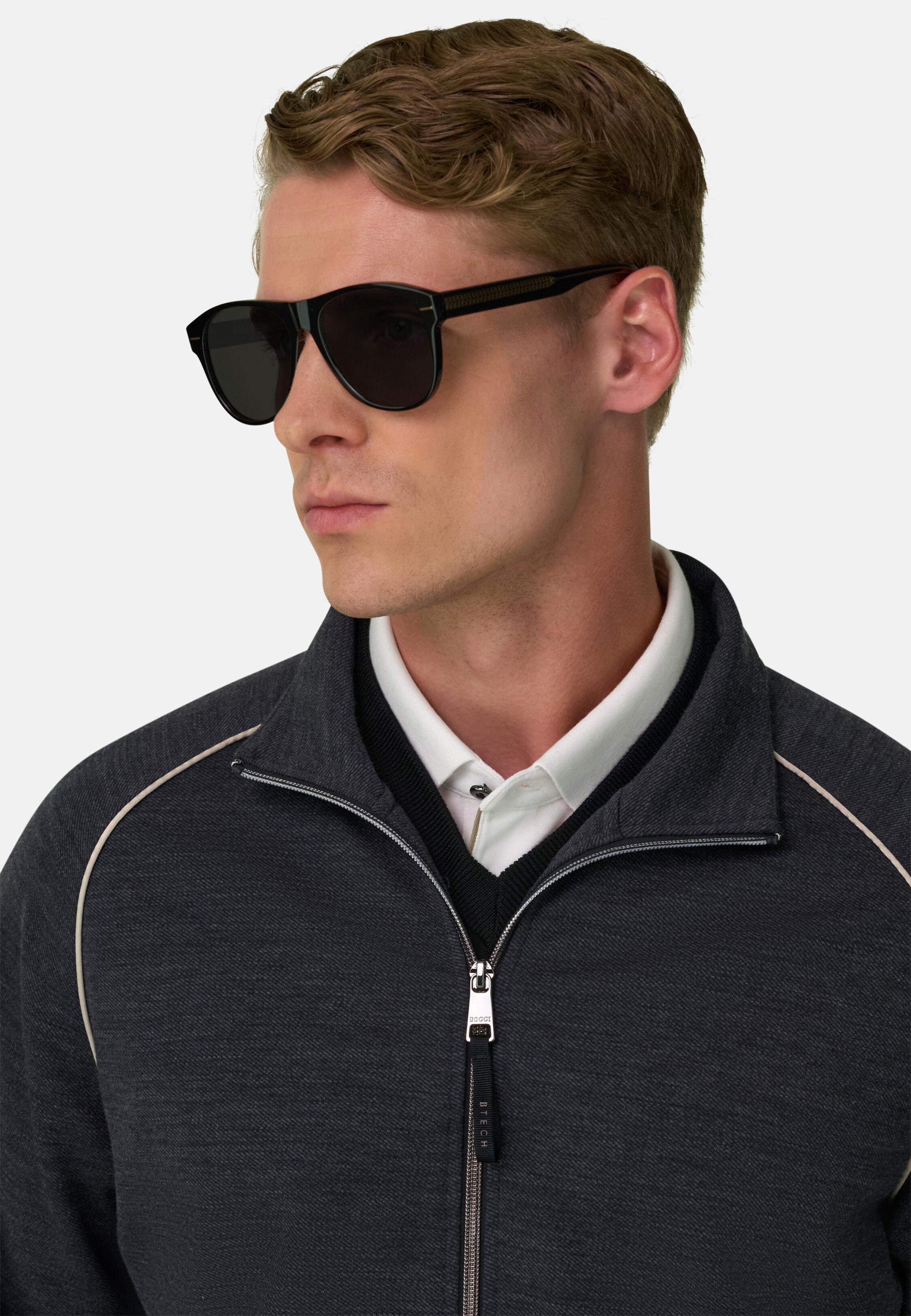 Full-Zip Sweatshirt in Wool Blend Diagonal Charcoal, Charcoal, large image number 1