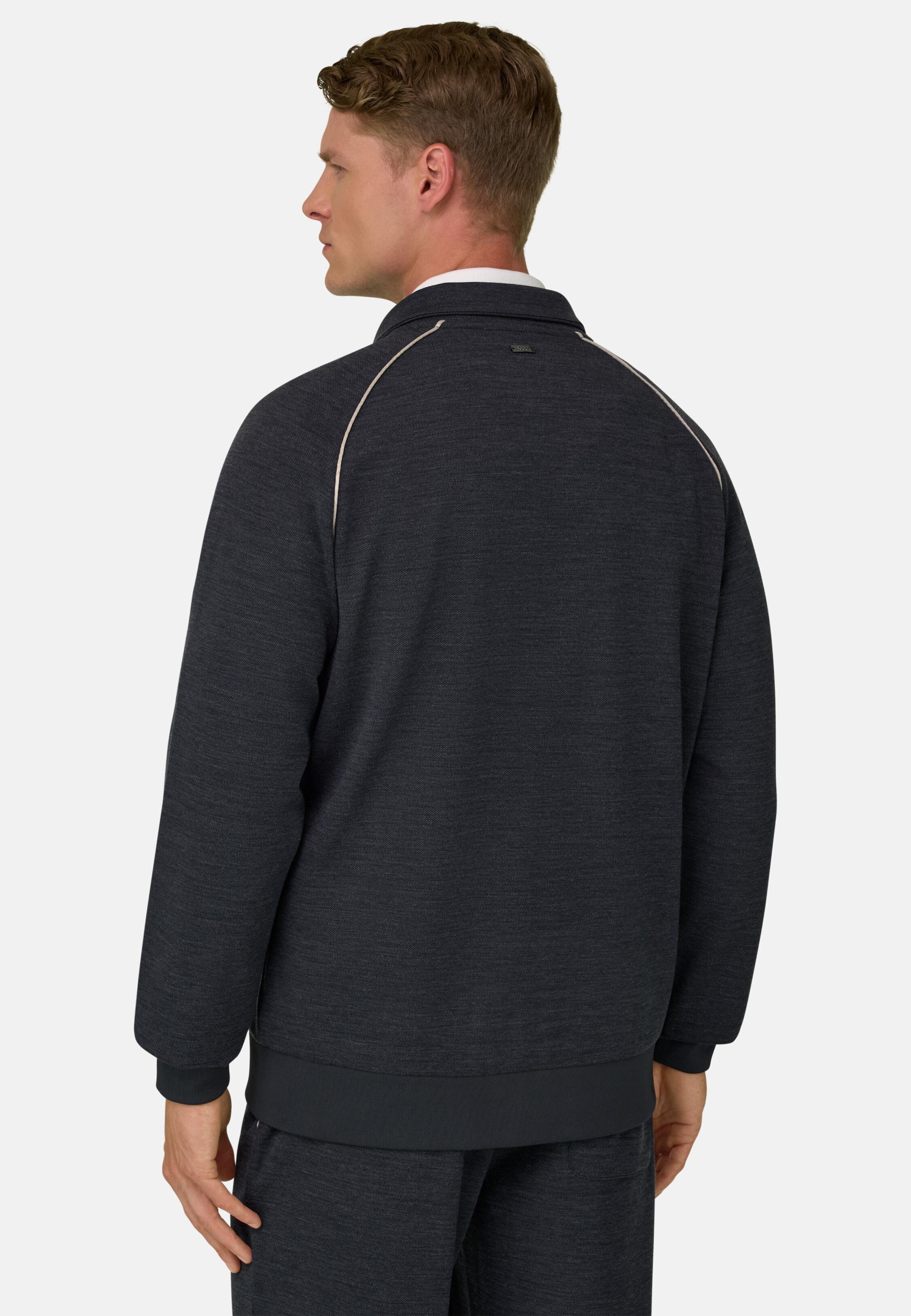 Full-Zip Sweatshirt in Wool Blend Diagonal Charcoal, Charcoal, medium