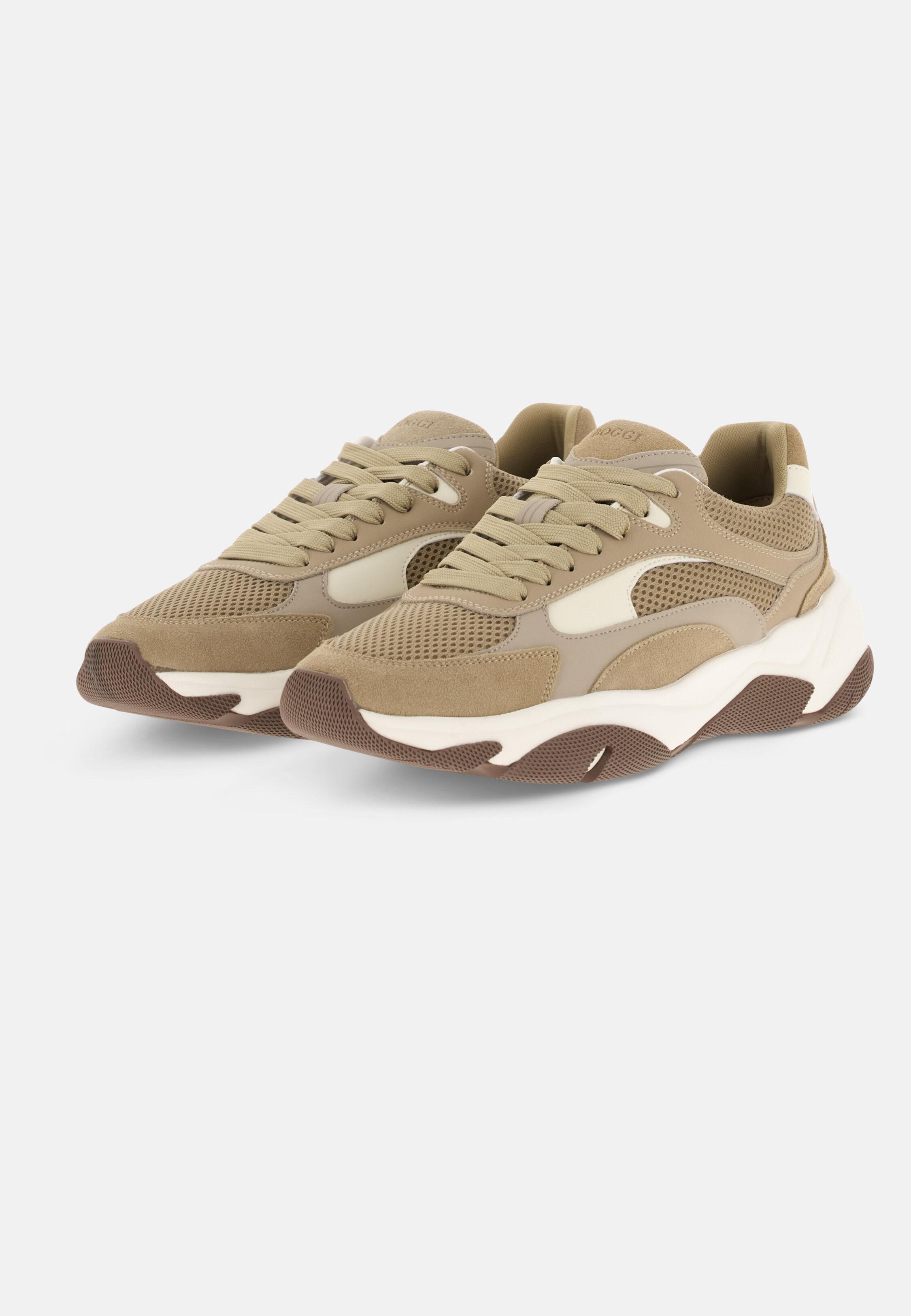 Storm Trainers in Leather and Technical Fabric, Camel, 3901_CAML, medium