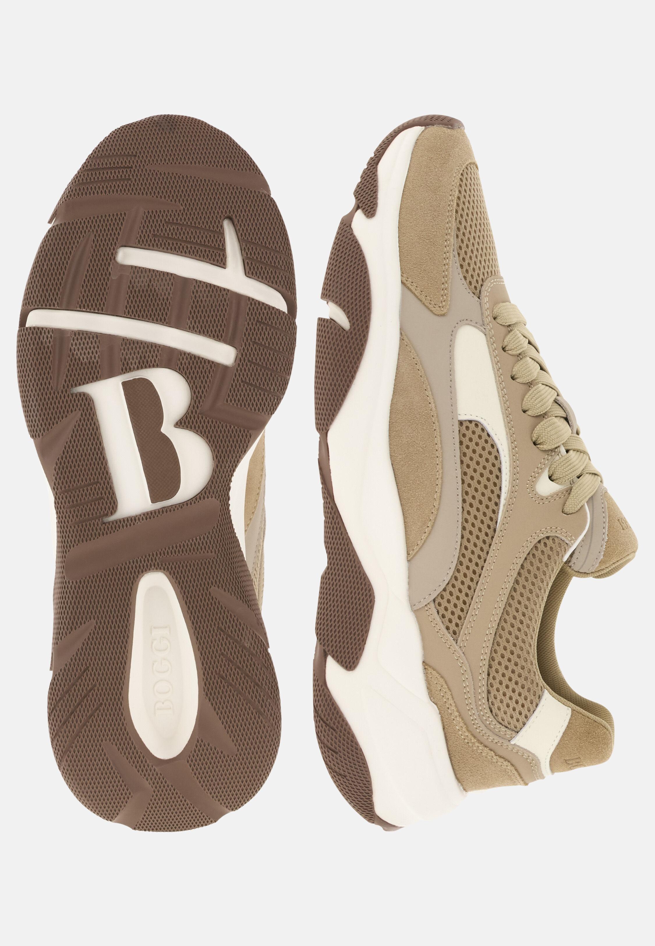 Storm Trainers in Leather and Technical Fabric, Camel, 3901_CAML, large image number 2