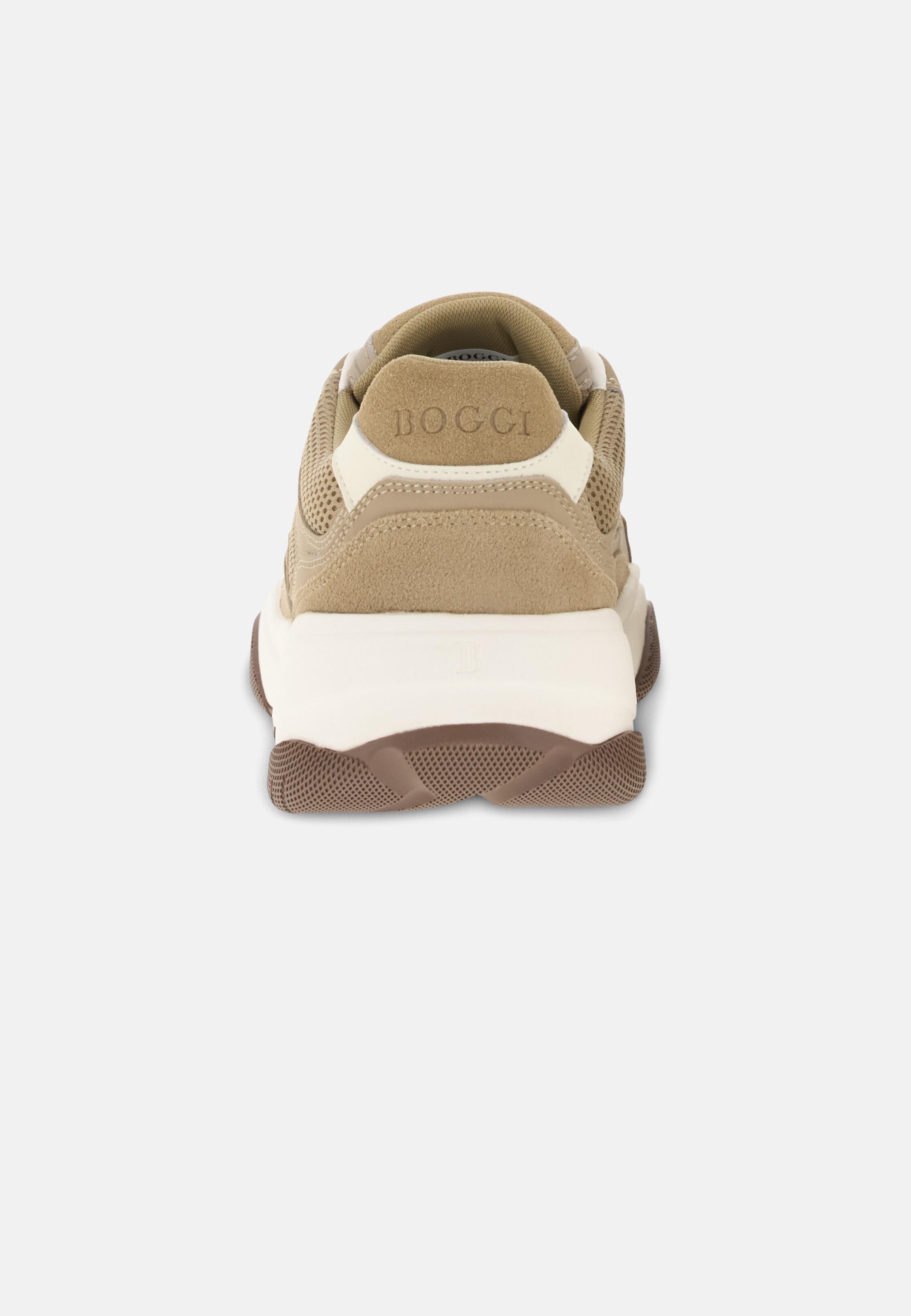 Storm Trainers in Leather and Technical Fabric, Camel, 3901_CAML, large image number 3