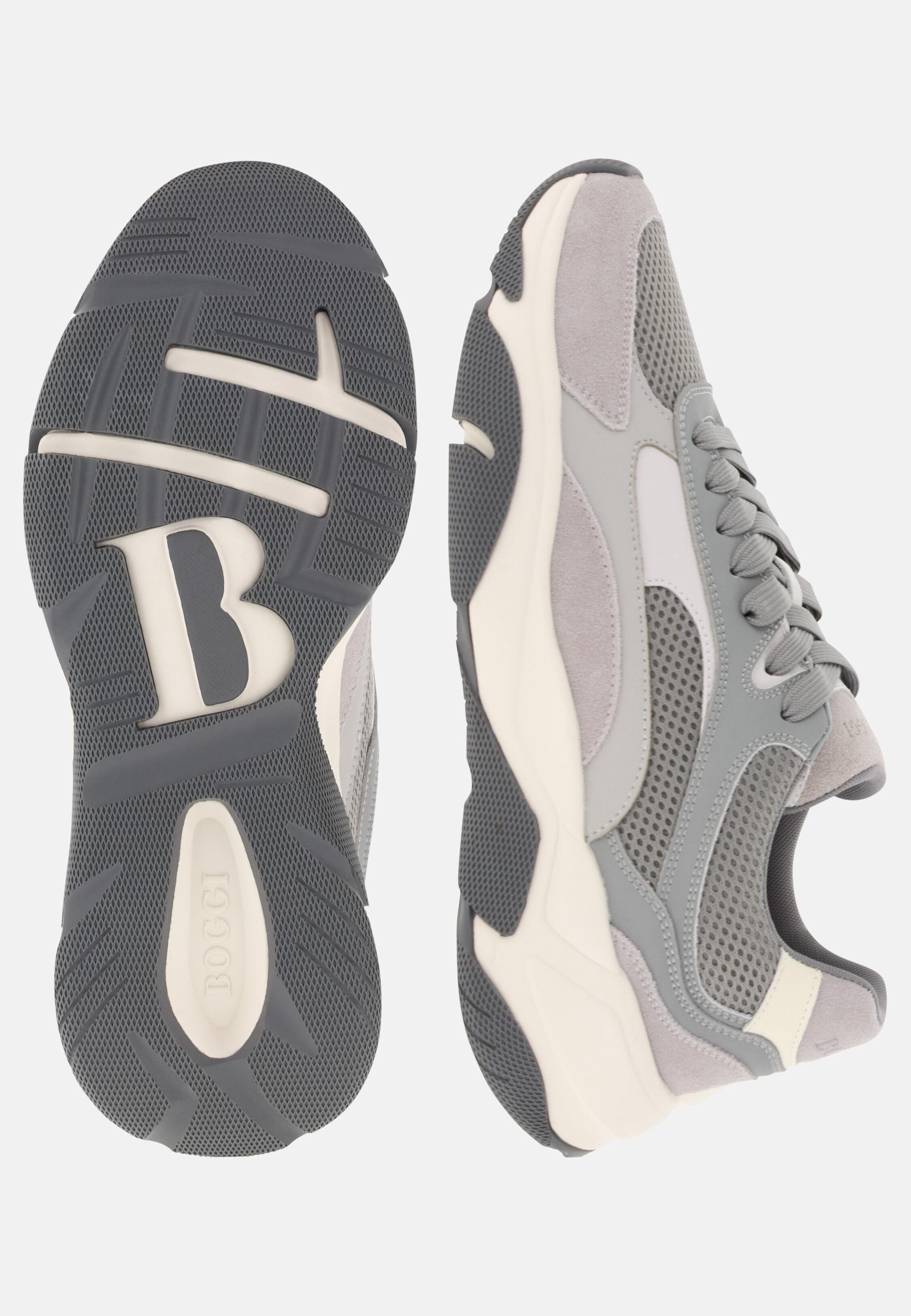 Storm Trainers in Leather and Technical Fabric, Grey, Grey, medium