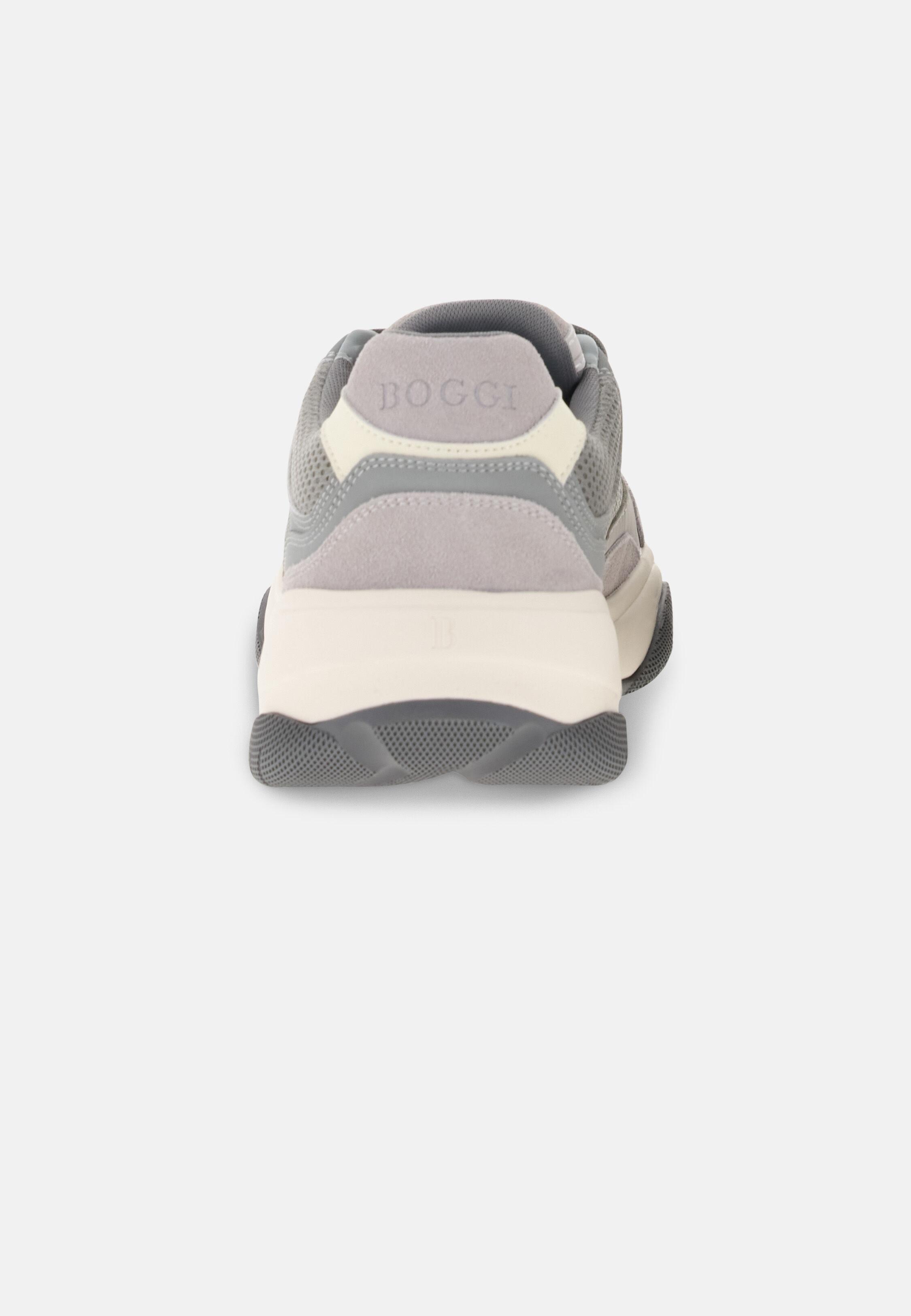 Storm Trainers in Leather and Technical Fabric, Grey, Grey, large image number 3