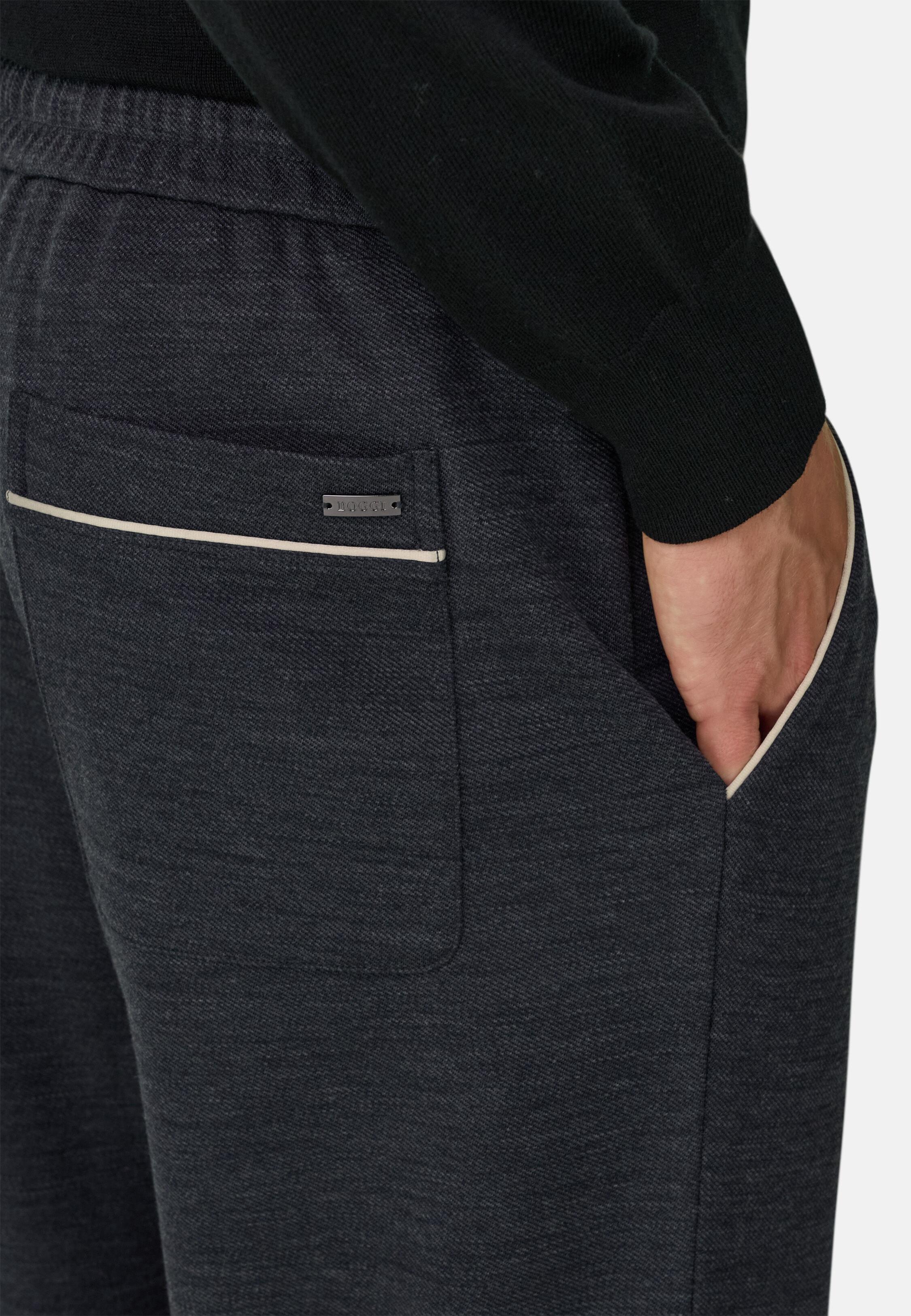 بنطال جوغر من مزيج الصوف Wooltech بنقشة قطرية فحمي, Charcoal, medium